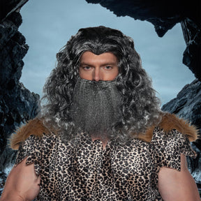 Viking Wig & Beard Adult Costume Set | Grey