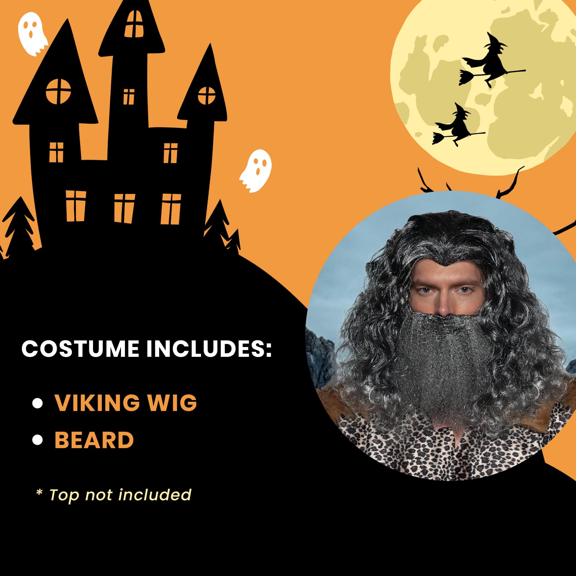 Viking Wig & Beard Adult Costume Set | Grey
