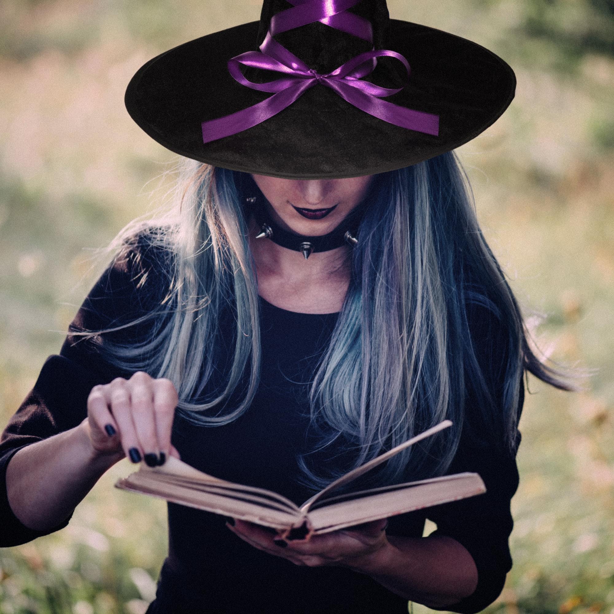 Witch Hat with Ribbon Adult Costume Accessory | Purple