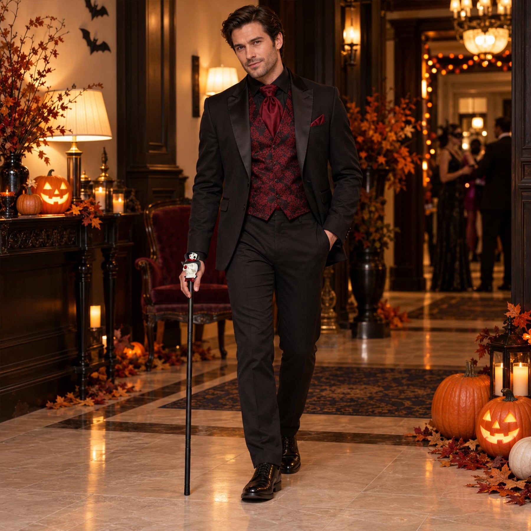 Top Hat Skull Walking Cane Adult Costume Accessory