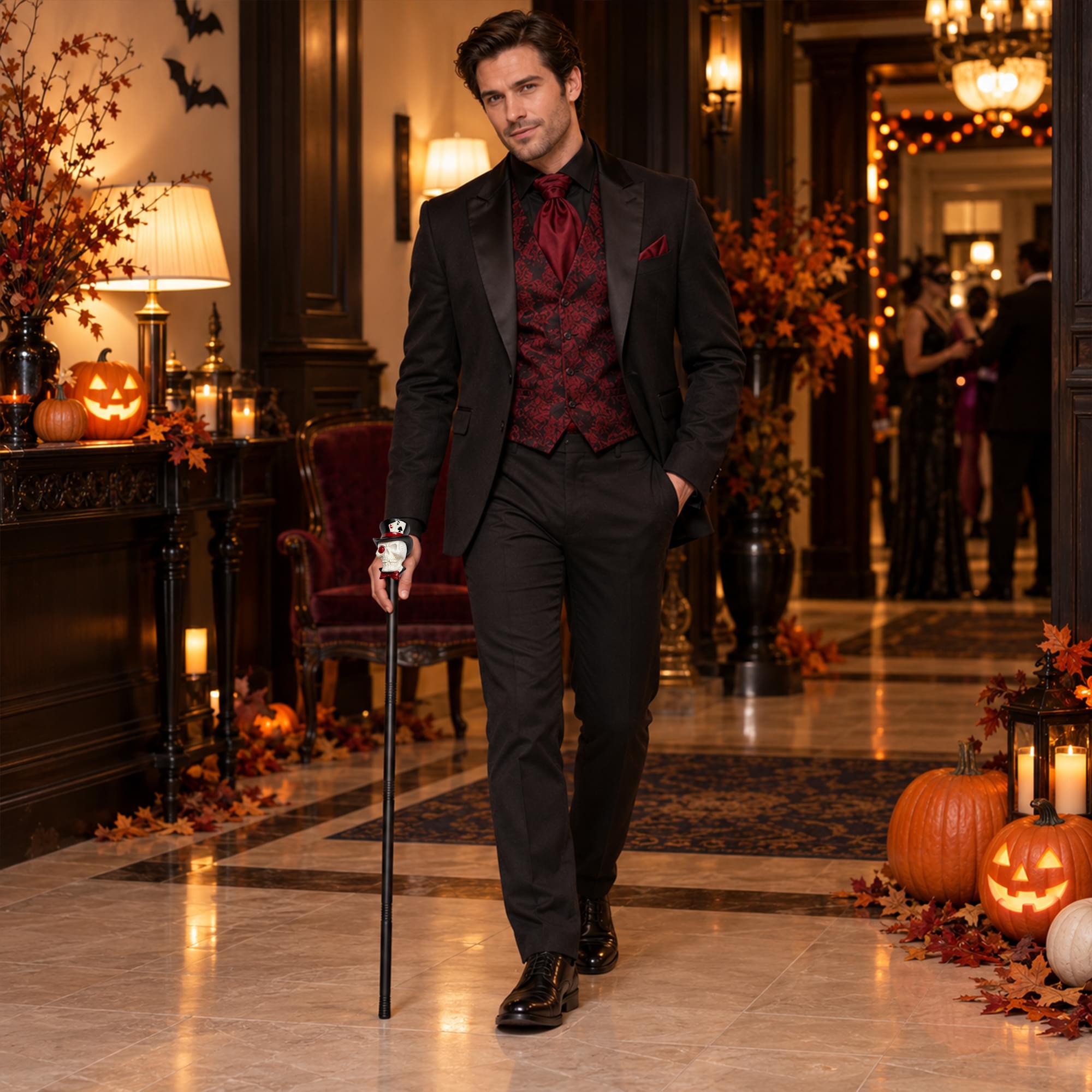 Top Hat Skull Walking Cane Adult Costume Accessory