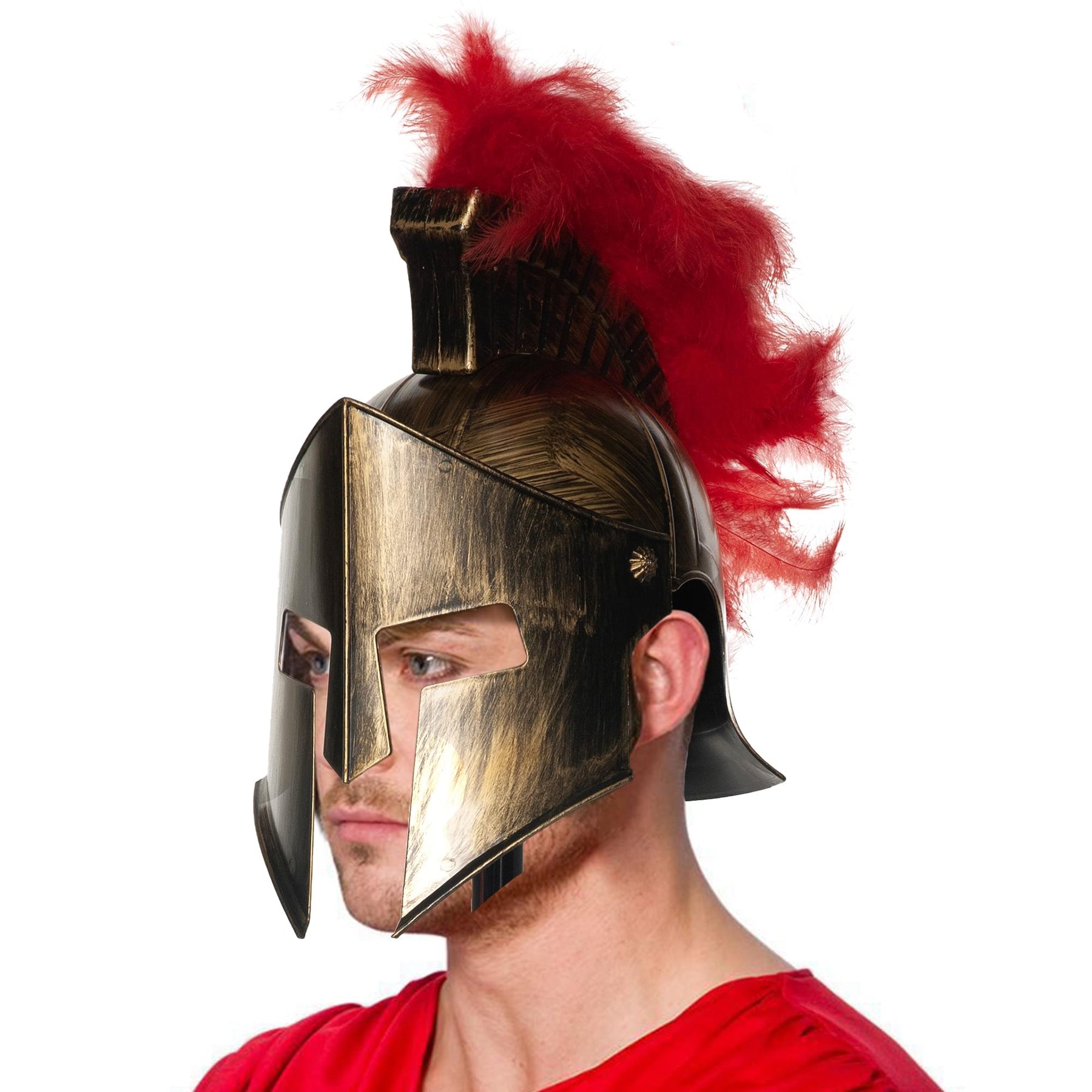 Bronze Roman Gladiator Helmet with Feathers Adult Costume Accessory
