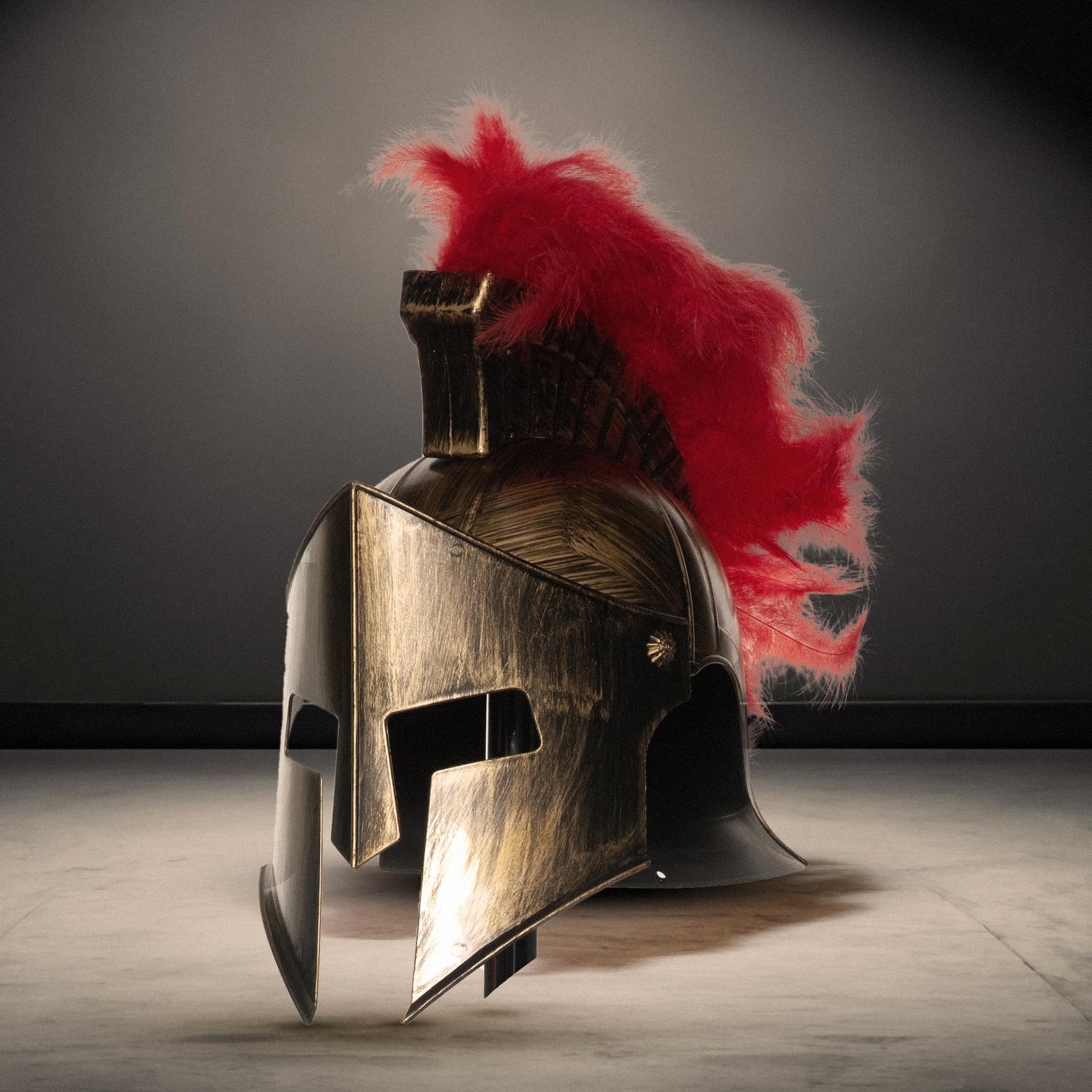 gladiator motorcycle helmet novelty Bronze Roman Gladiator Helmet with Feathers Adult Costume Accessory