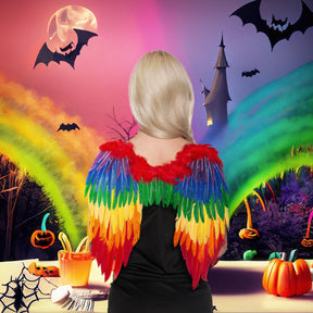Rainbow Feathered Wings Adult Costume Accessory