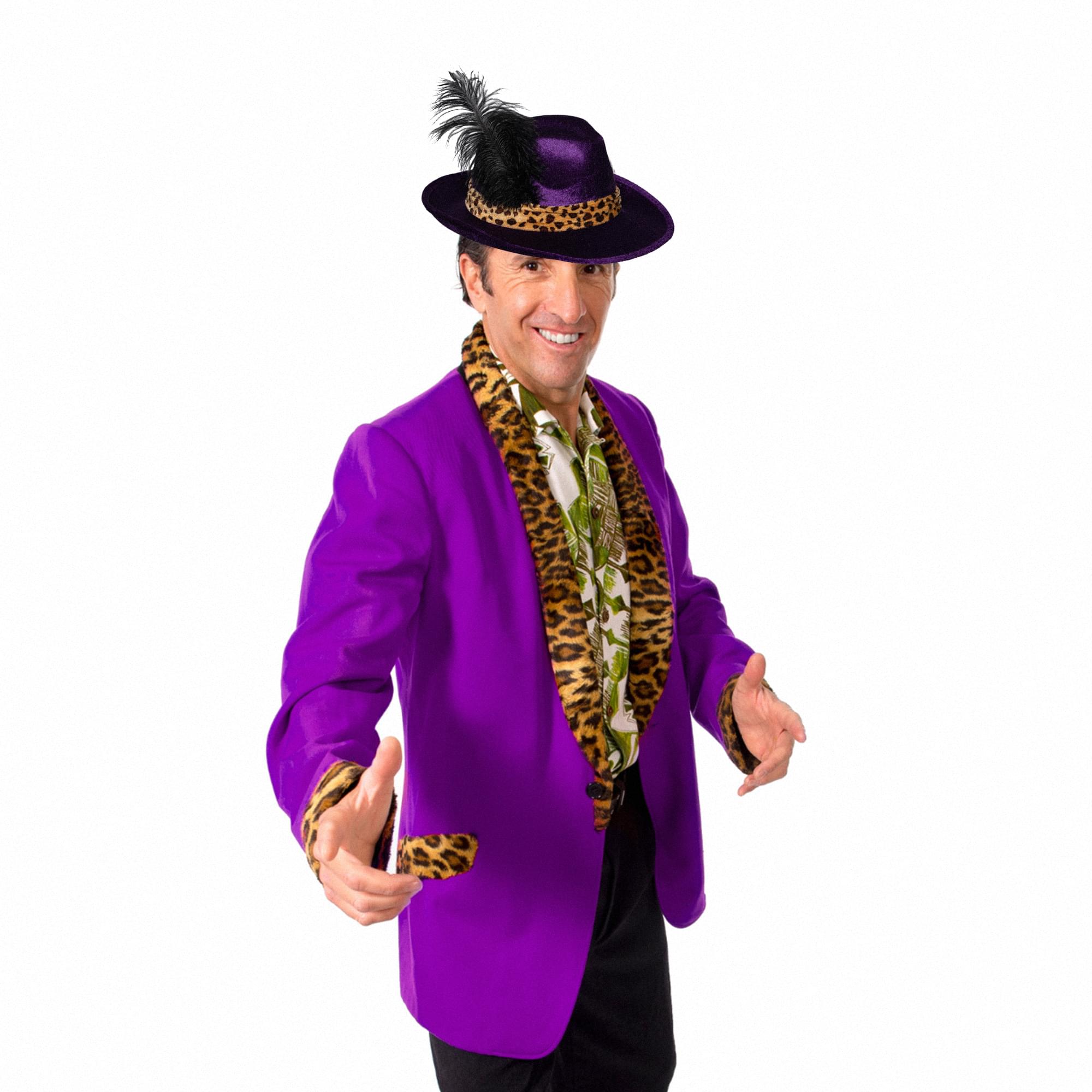 Purple Pimp Hat With Feather Adult Costume Accessory