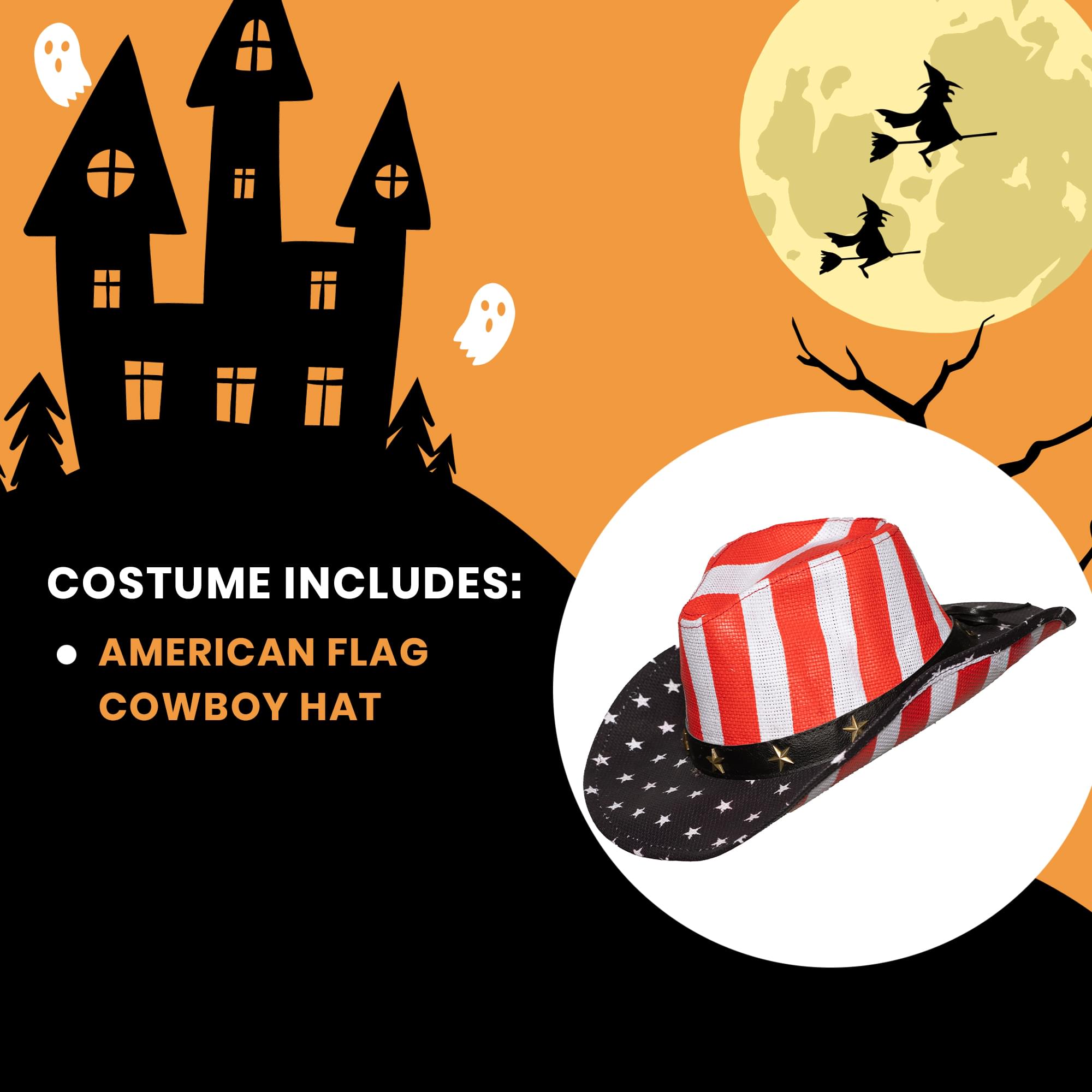 American Flag Cowboy Hat Adult Costume Accessory