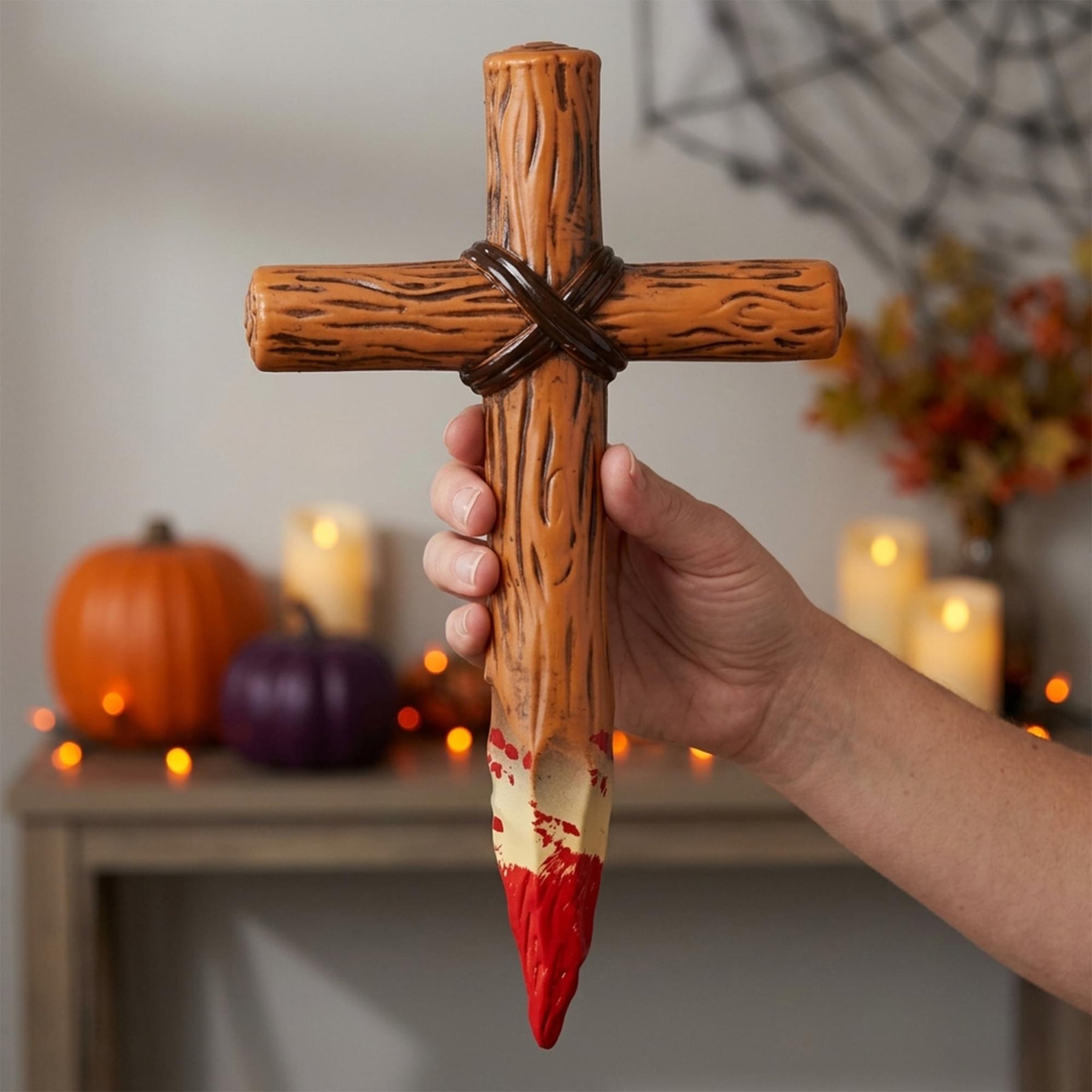Bloody Wooden Stake Cross Adult Costume Accessory