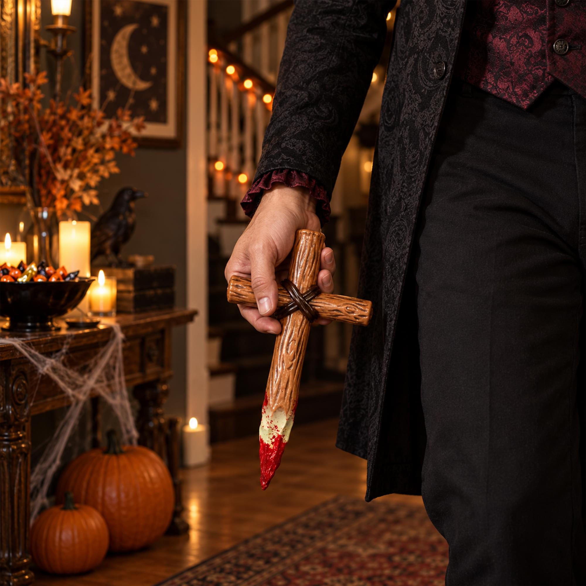 Bloody Wooden Stake Cross Adult Costume Accessory