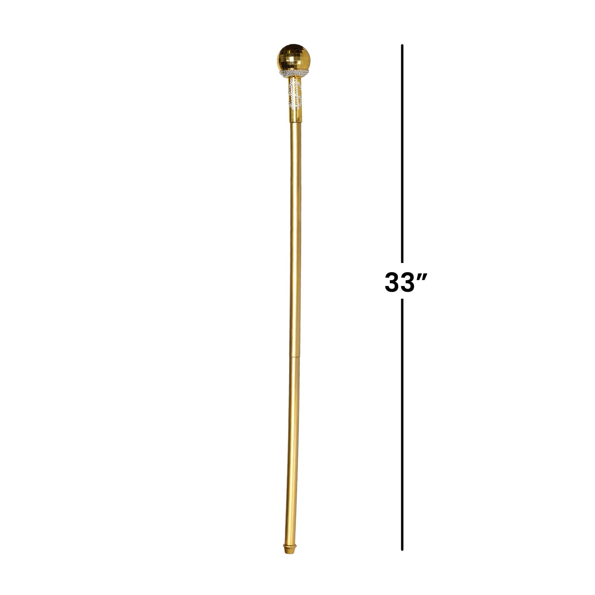 Gold Pimp Cane with Dollar Sign 33 Inch Long Adult Costume Accessory