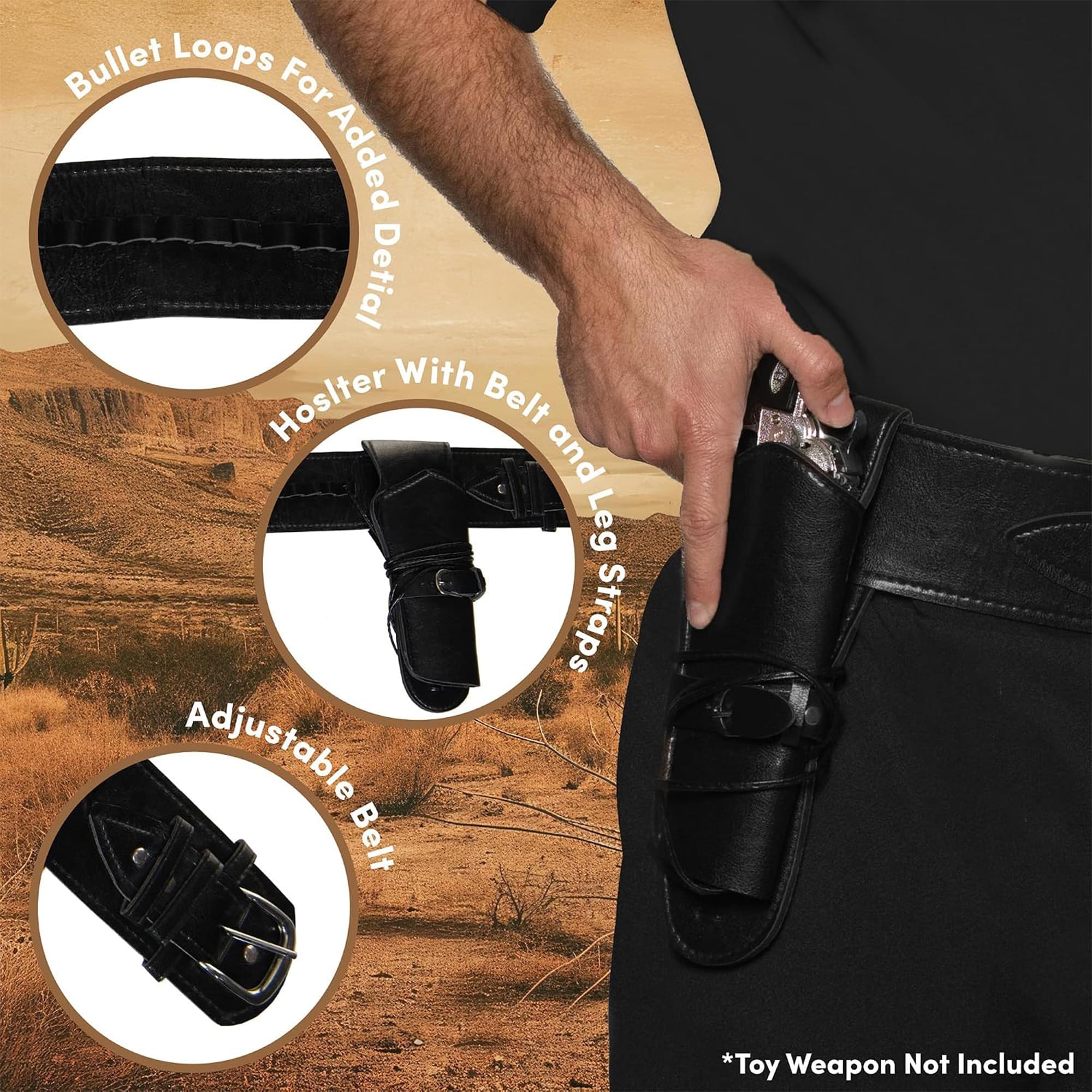 Cowboy Single Black Holster Adult Costume Accessory | One Size