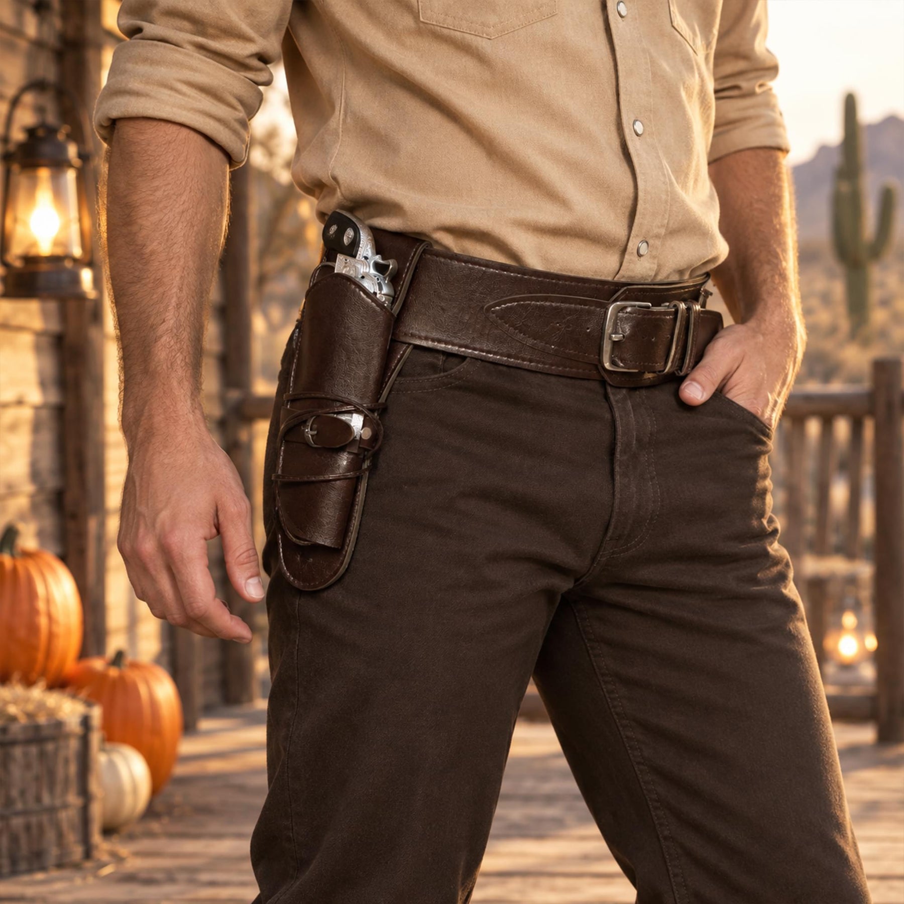 Cowboy Single Brown Holster Adult Costume Accessory | One Size
