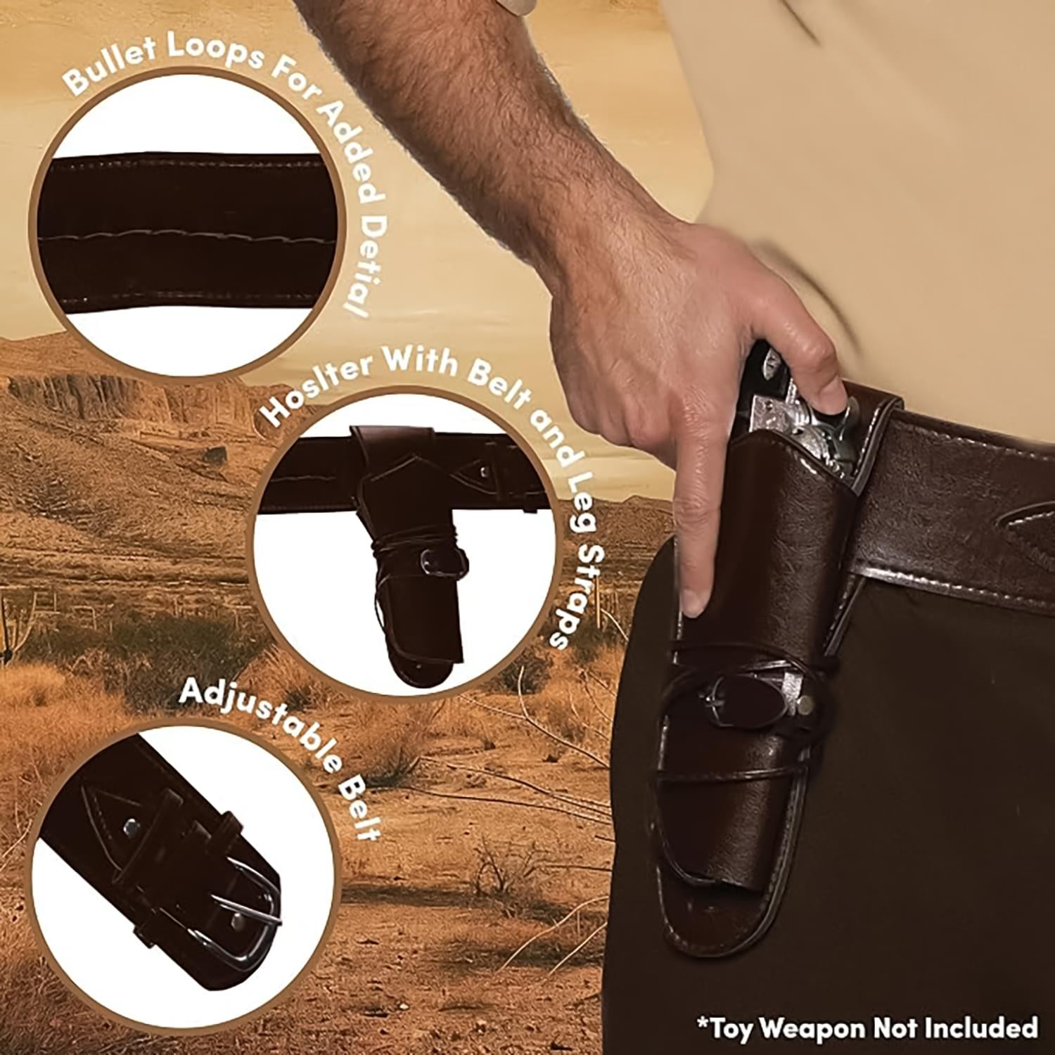 Cowboy Single Brown Holster Adult Costume Accessory | One Size