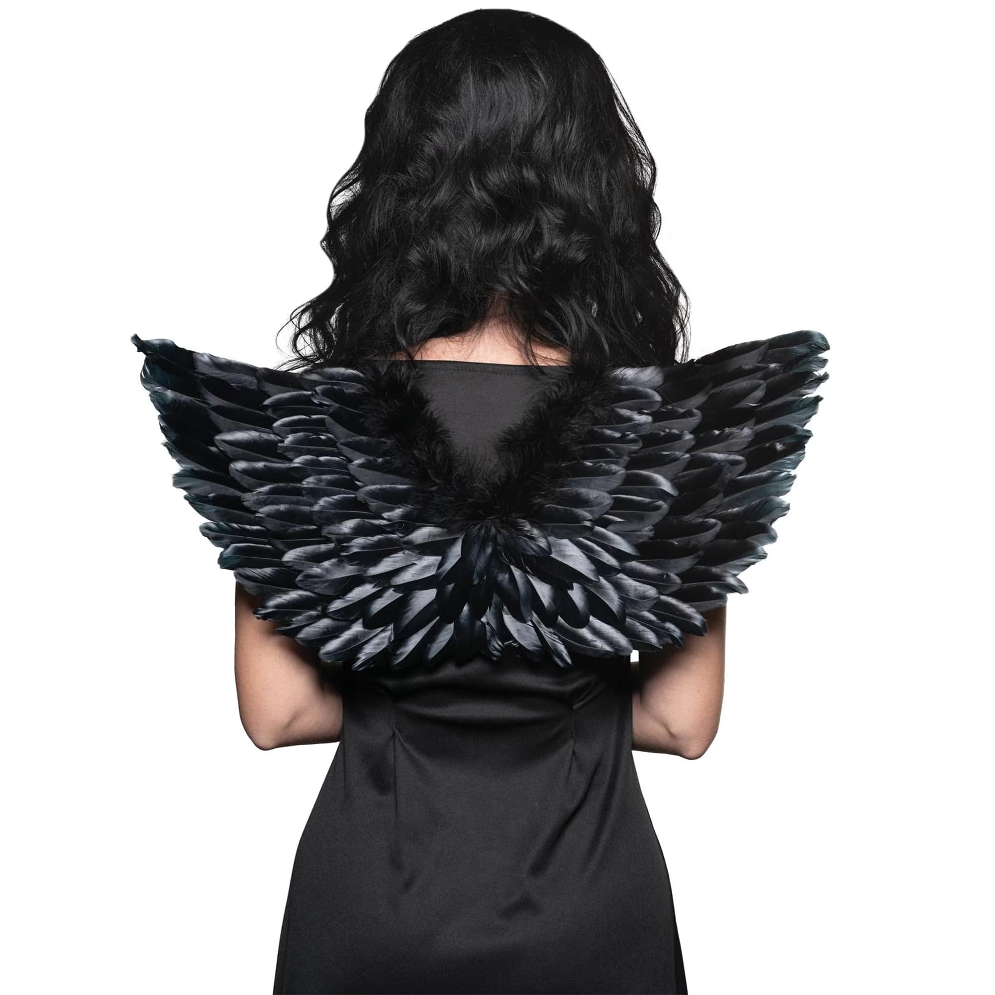 Double-Sided Black Feather Wings Adult Costume Accessory | One Size