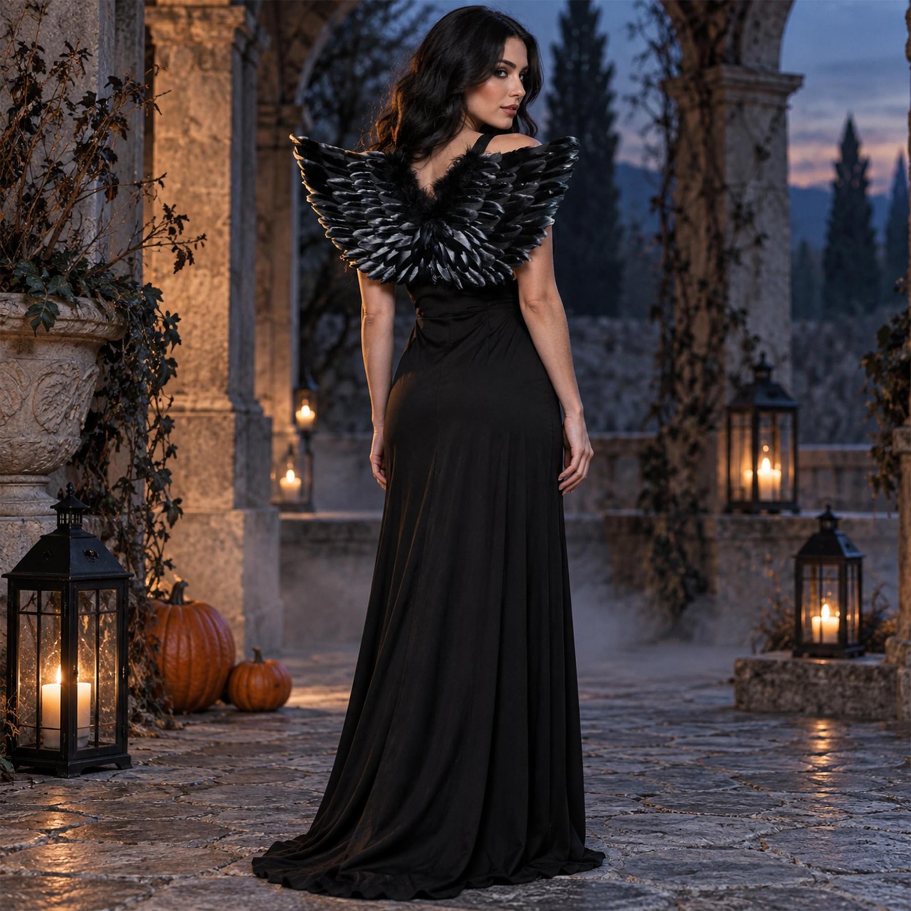 Double-Sided Black Feather Wings Adult Costume Accessory | One Size