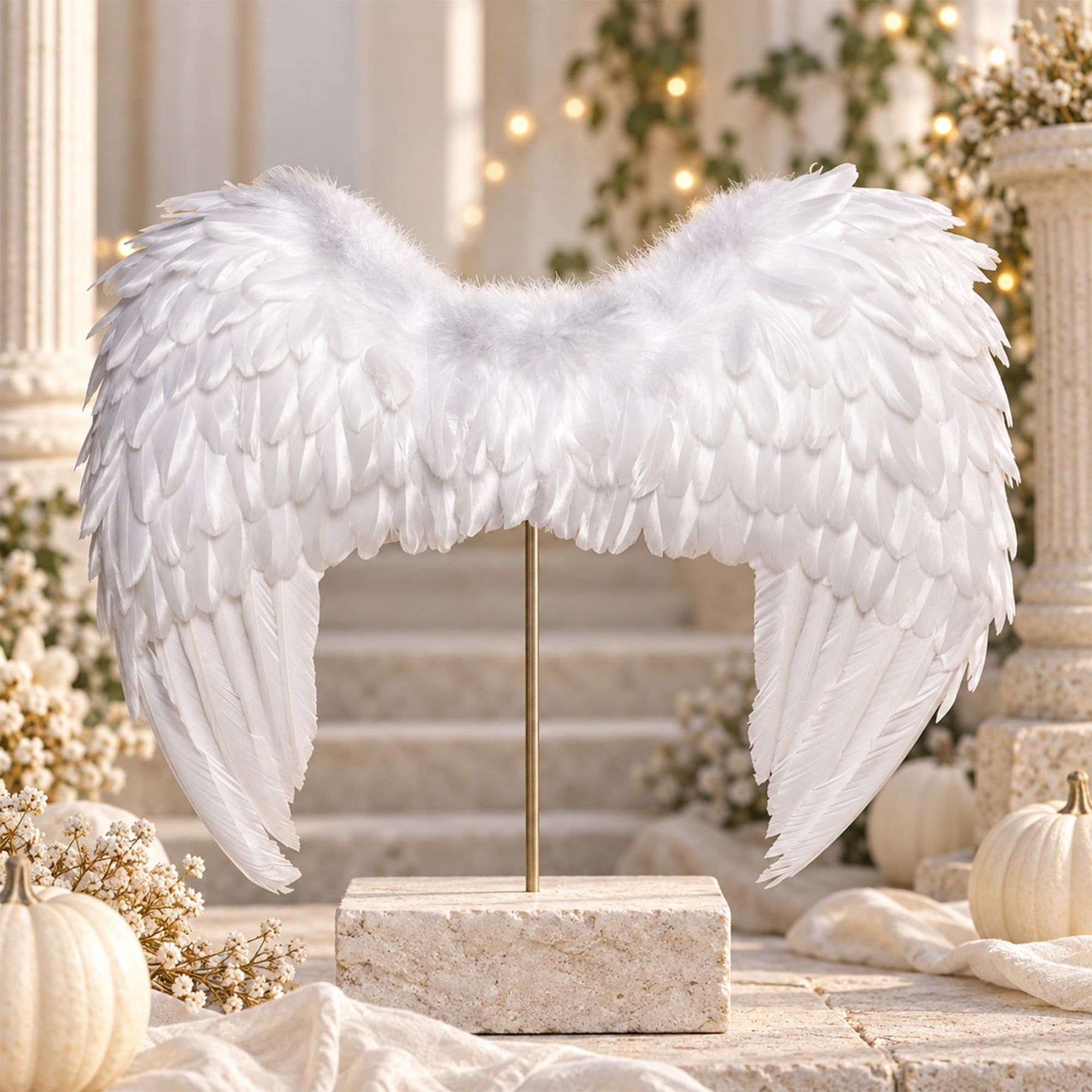Small White Foam Backed Wings Adult Costume Accessory | One Size