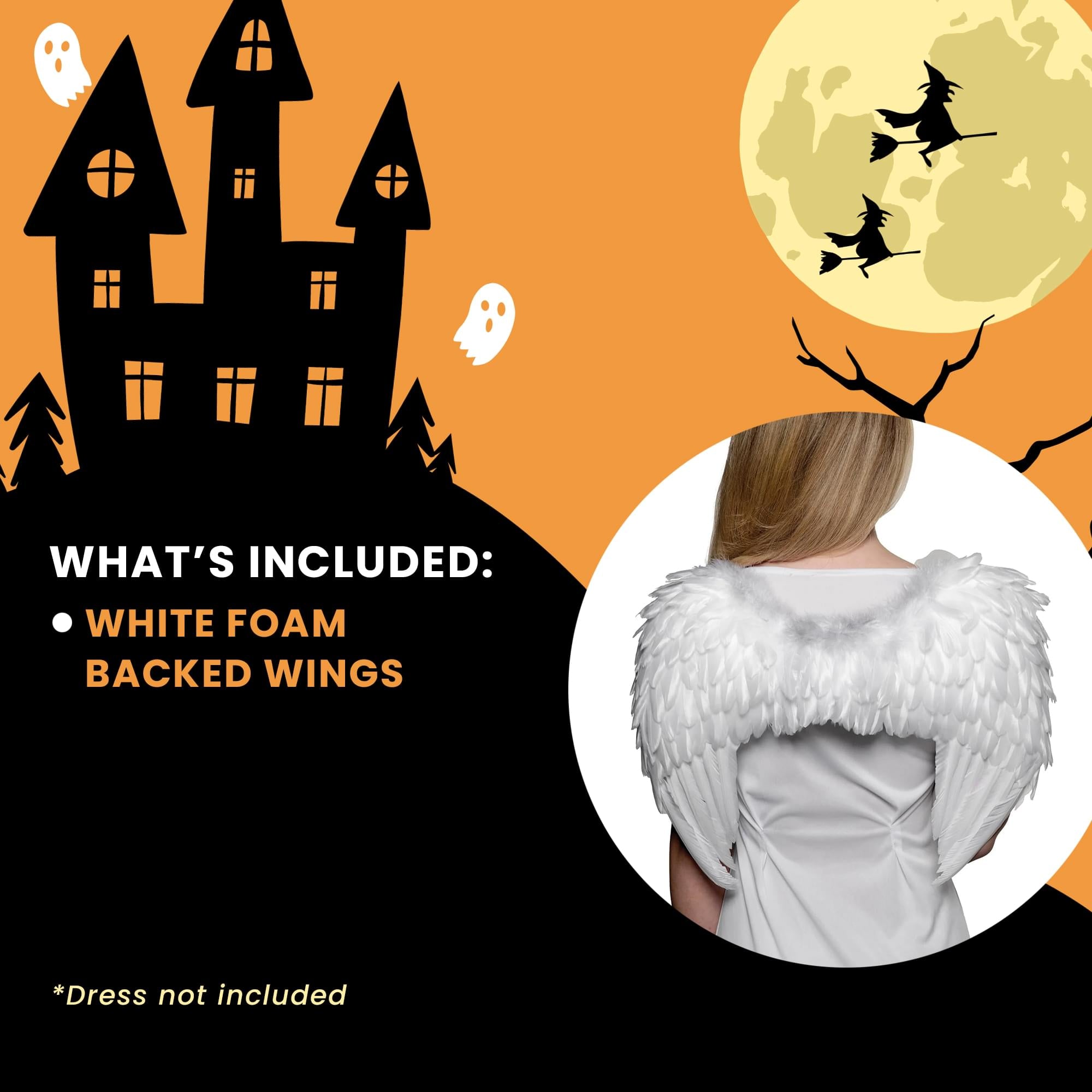 Small White Foam Backed Wings Adult Costume Accessory | One Size