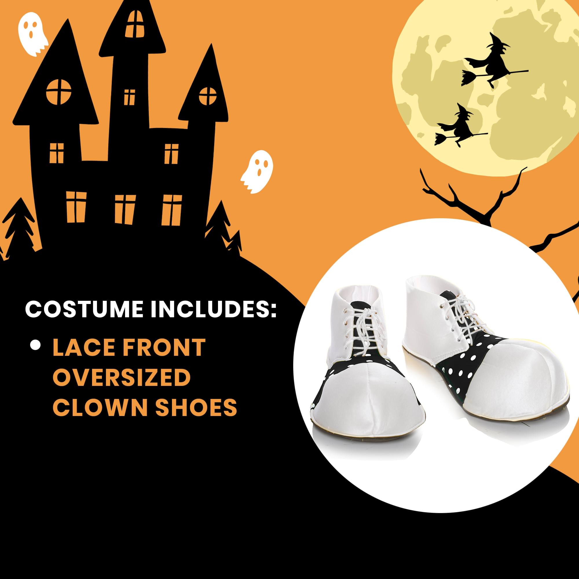 Oversized White Clown Adult Costume Shoes