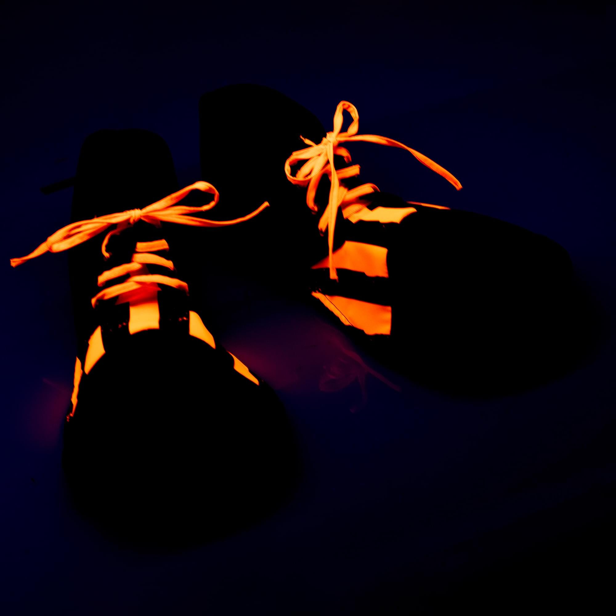 Oversized Blacklight Reactive Black & Orange Clown Adult Costume Shoes