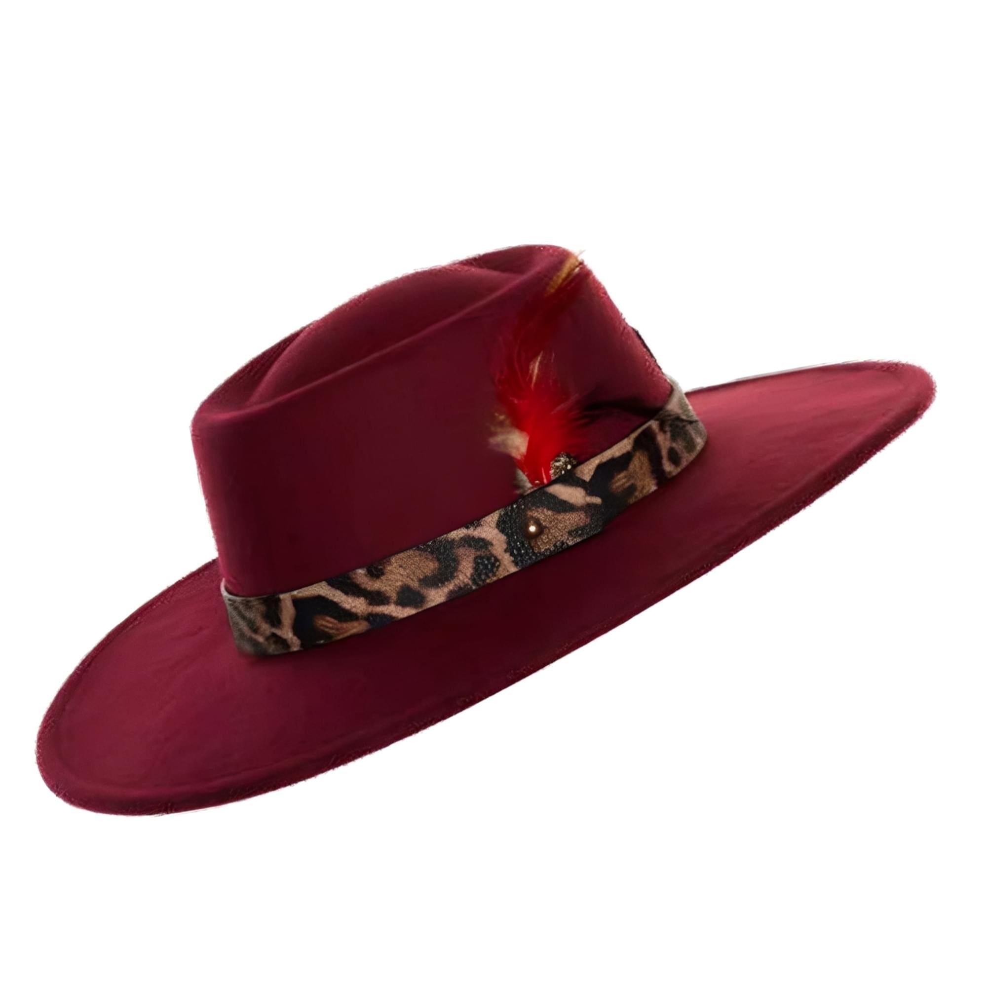 Faux Leather Pimp Hat Adult Costume Accessory | Burgundy