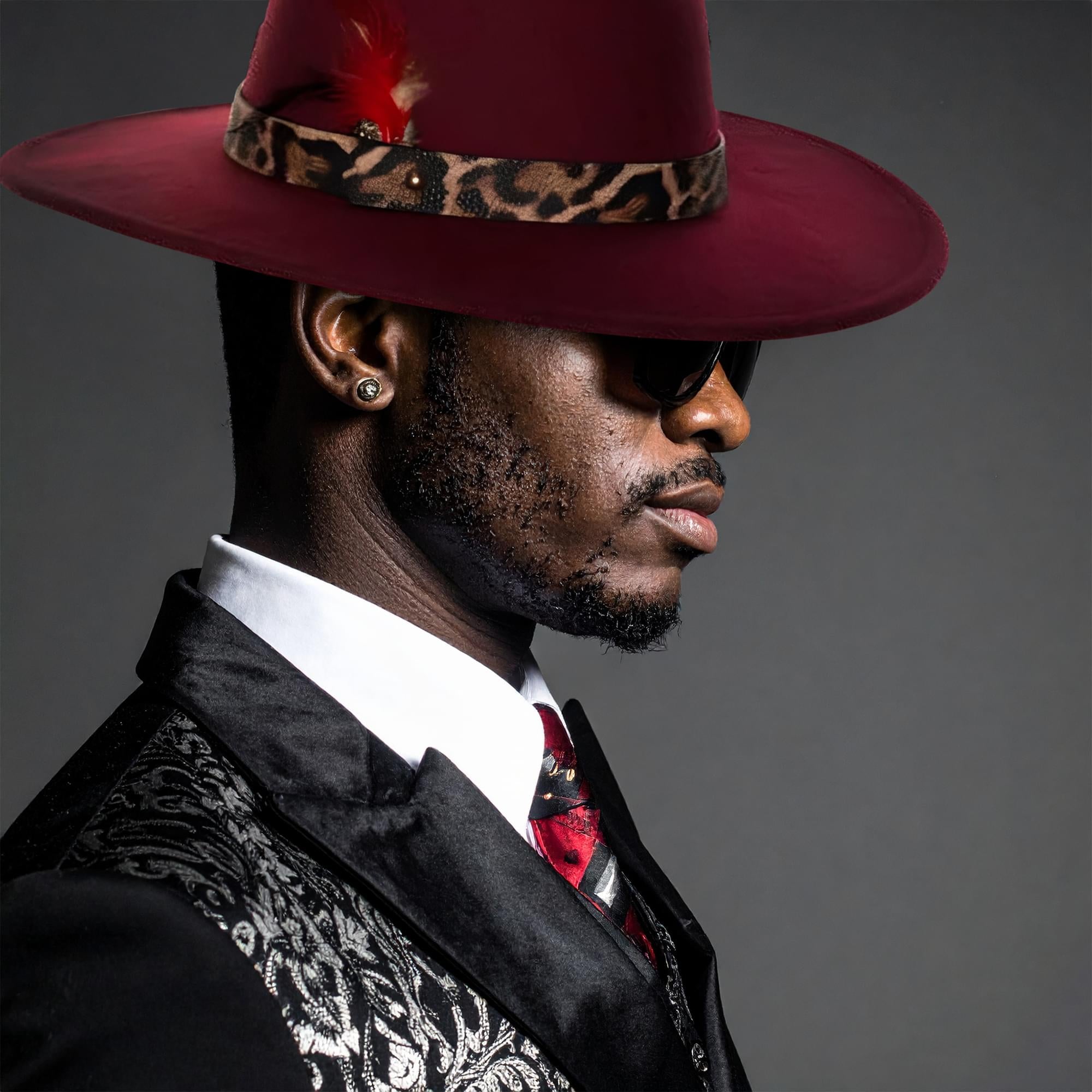Faux Leather Pimp Hat Adult Costume Accessory | Burgundy