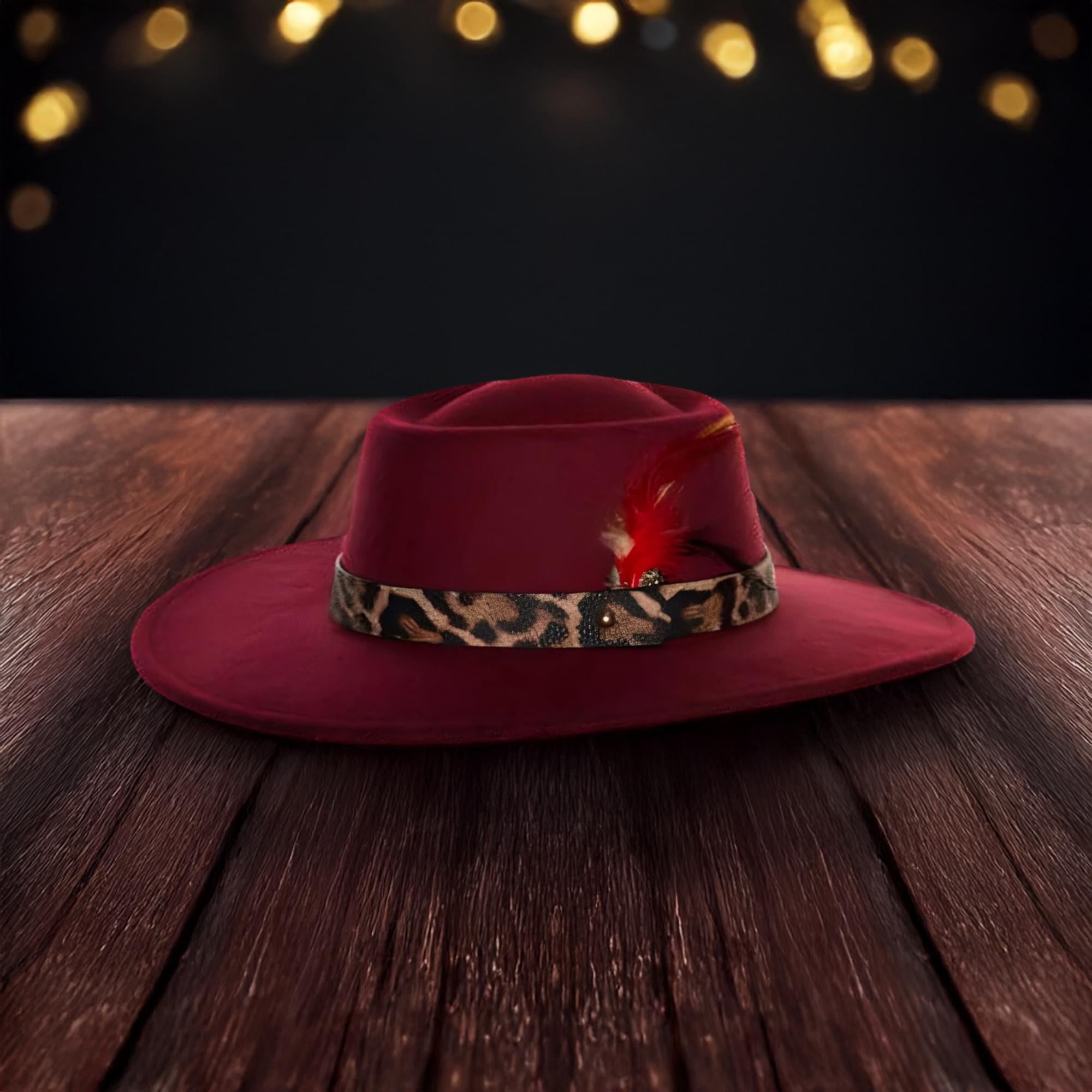 Faux Leather Pimp Hat Adult Costume Accessory | Burgundy