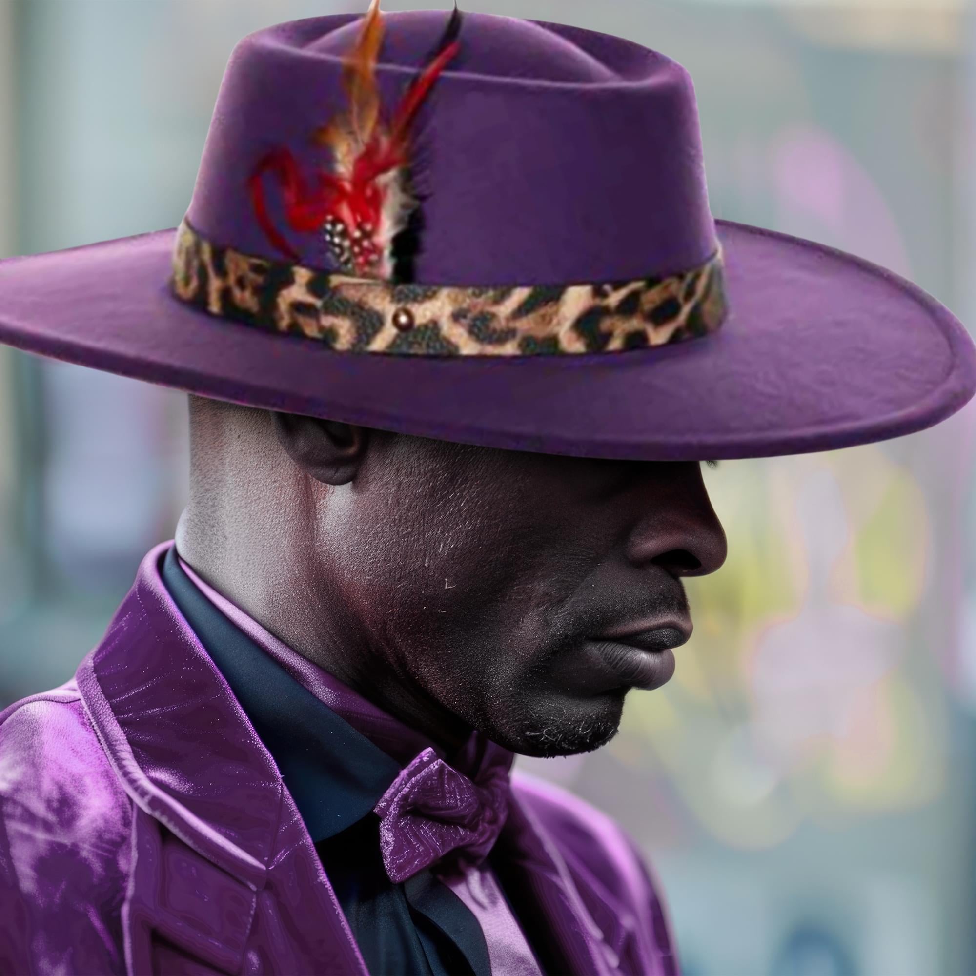 Faux Leather Pimp Hat Adult Costume Accessory | Purple