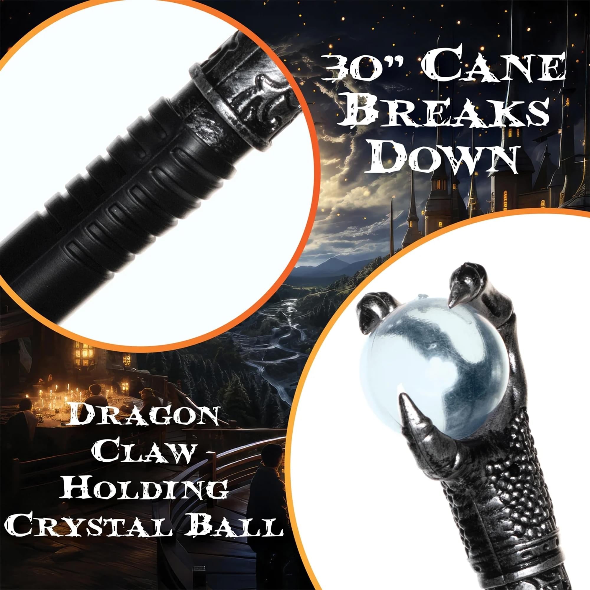 Dragon Crystal Ball Claw Plastic Cane Adult Costume Accessory