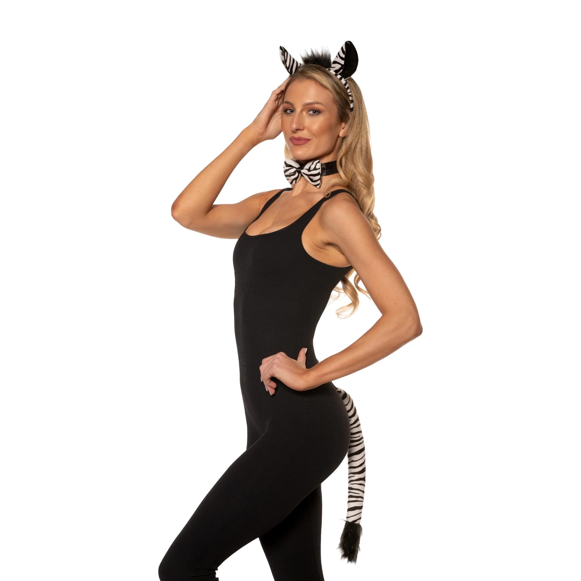 Zebra Ears, Tail, and Bowtie Adult Costume Accessory Set