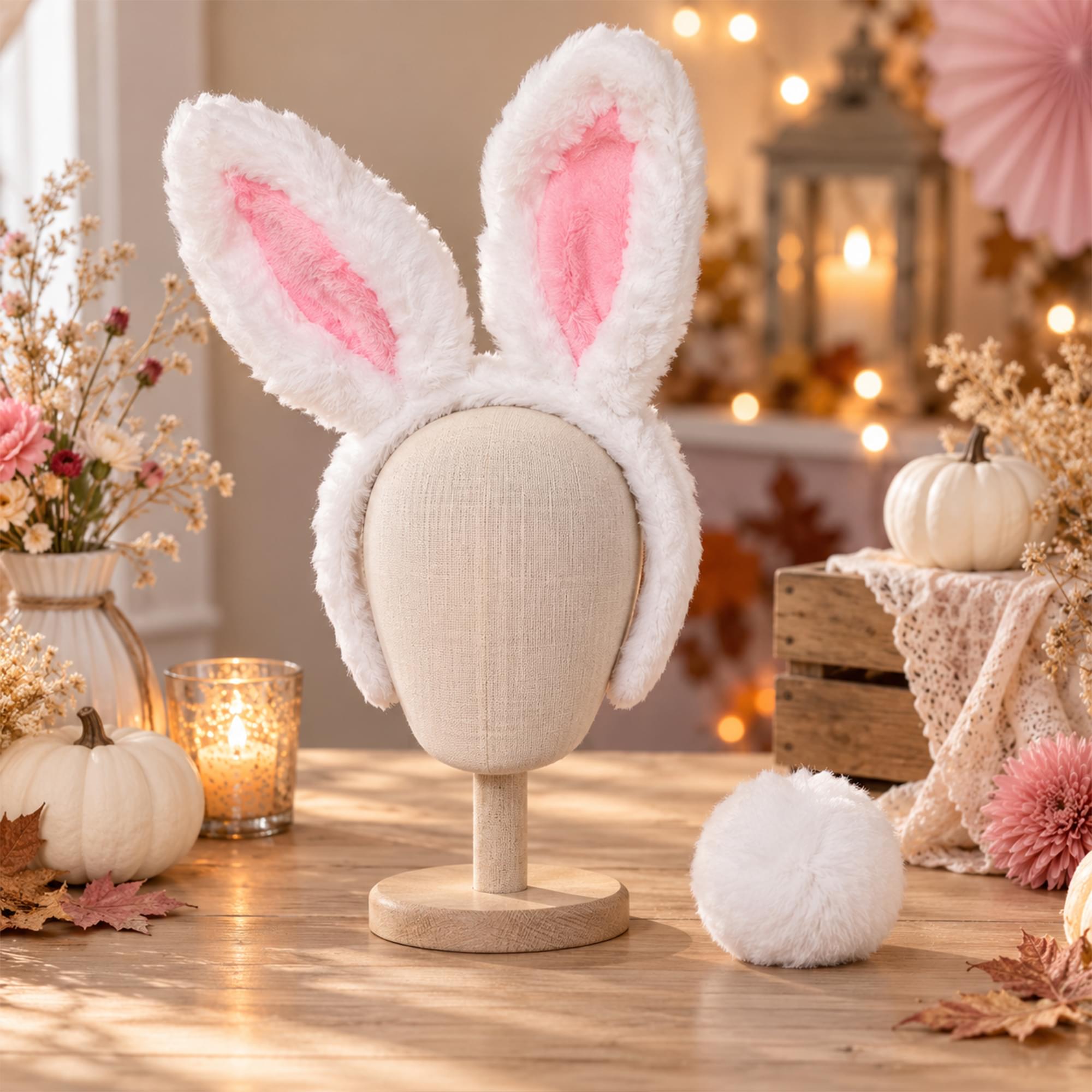 White Rabbit Ears and Tail Adult Costume Accessory Set