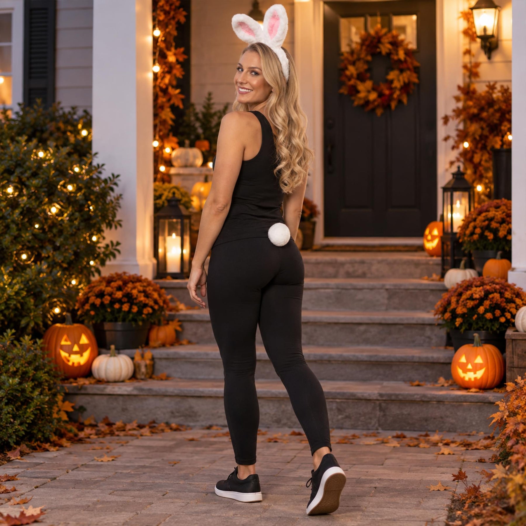 White Rabbit Ears and Tail Adult Costume Accessory Set