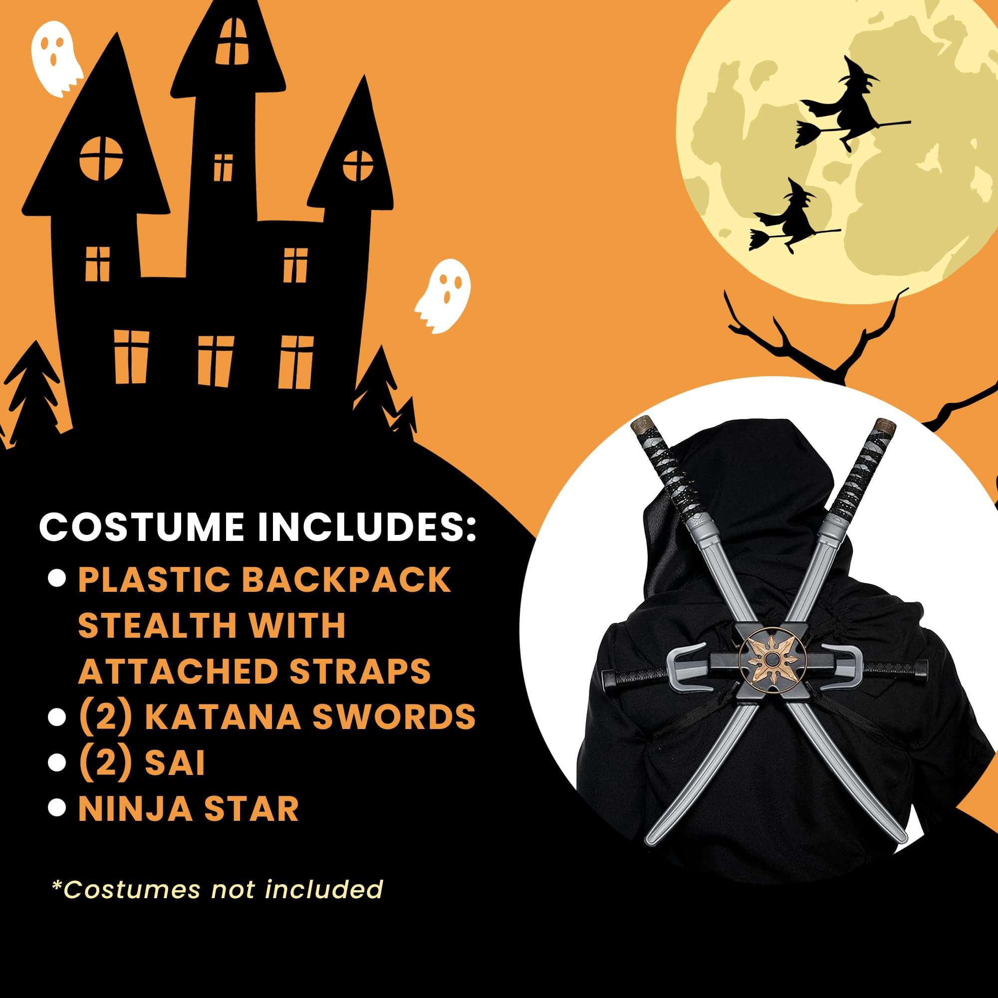 Ninja Sword, Sai & Star Adult Costume Backpack