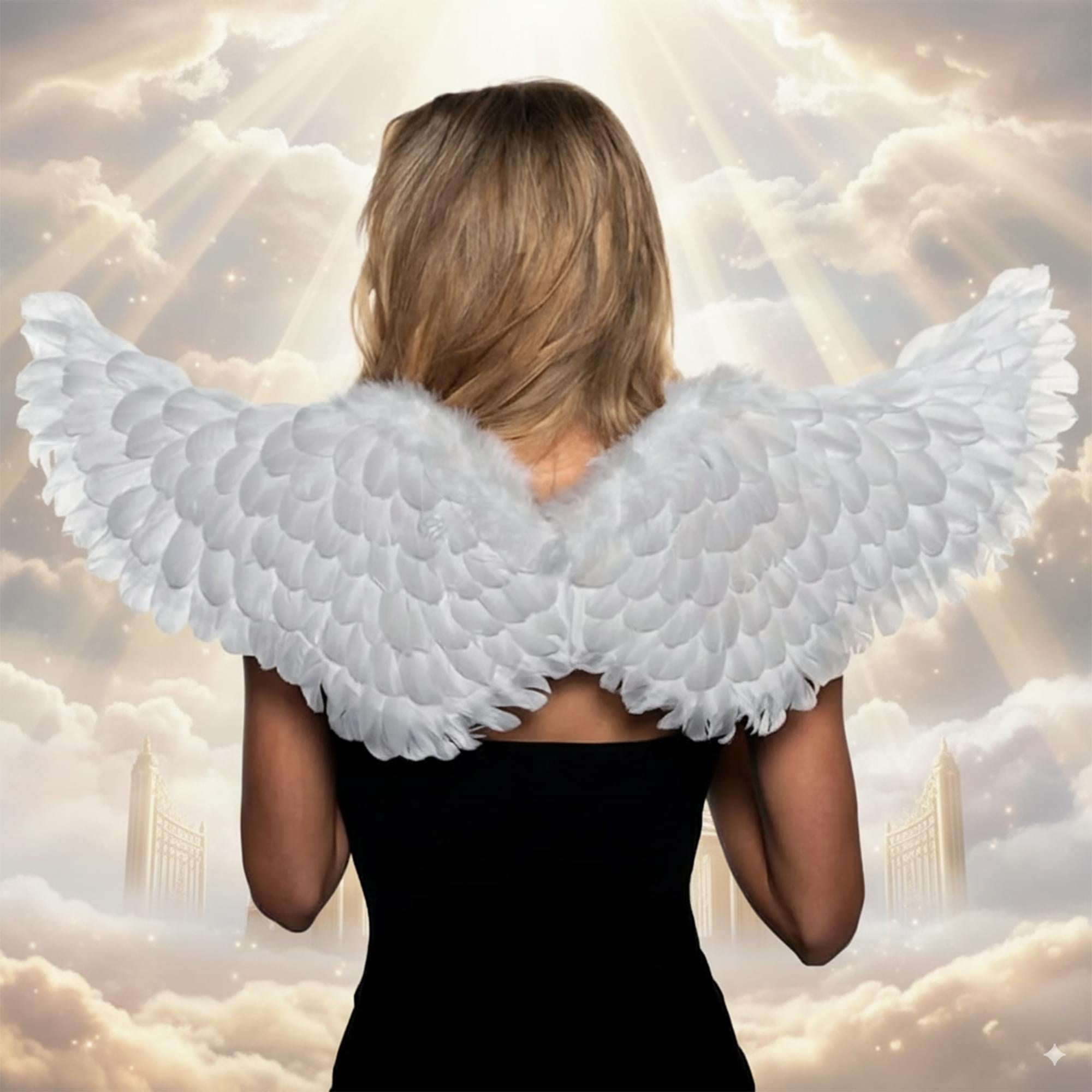 White Angel Feather Wings Adult Costume Accessory