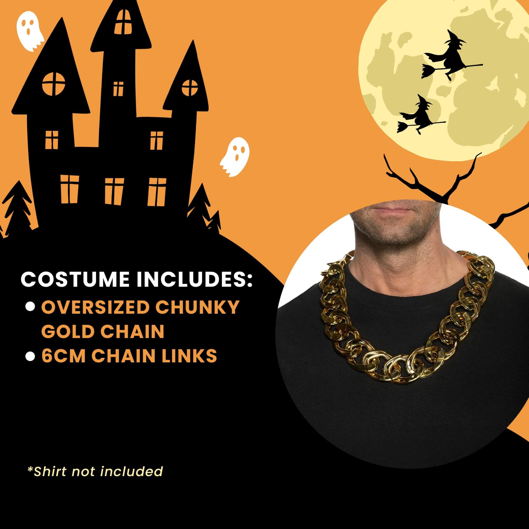 Oversized Chunky Gold Chain Adult Costume Accessory