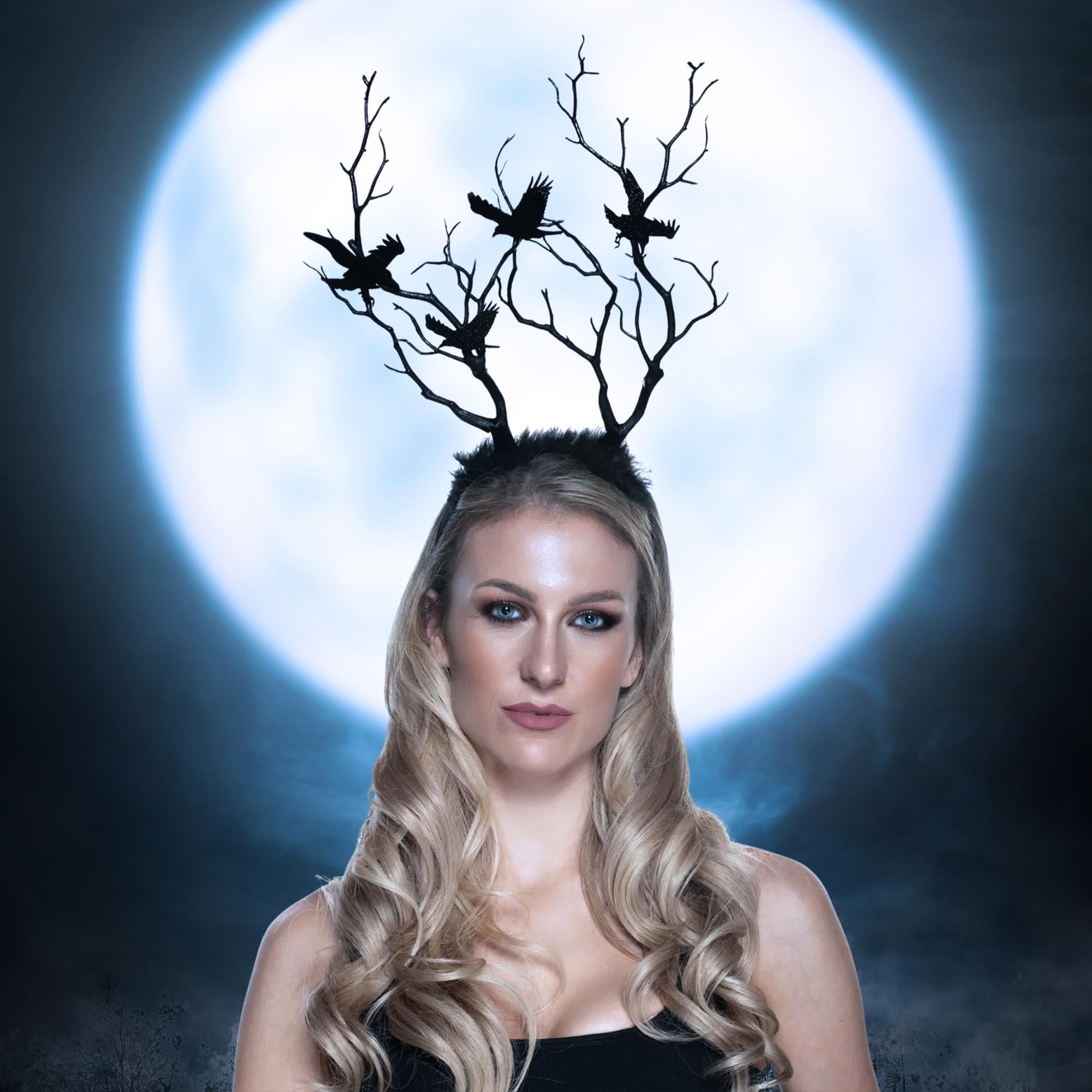 Evil Witch Crow Crown Adult Costume Accessory