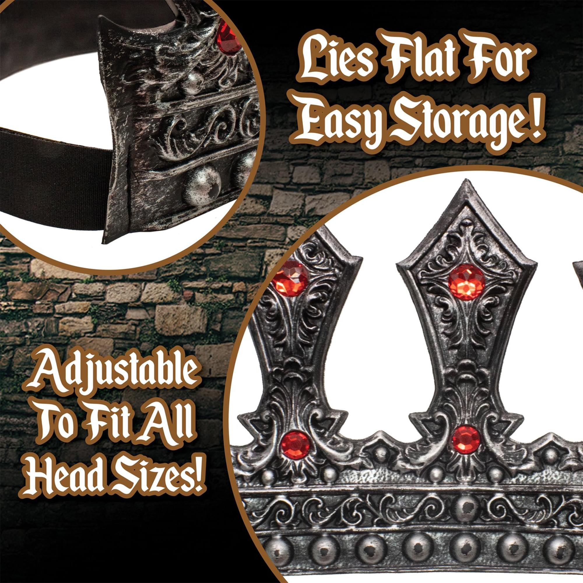 King's Pewter Adjustable Foam Crown Adult Costume Accessory