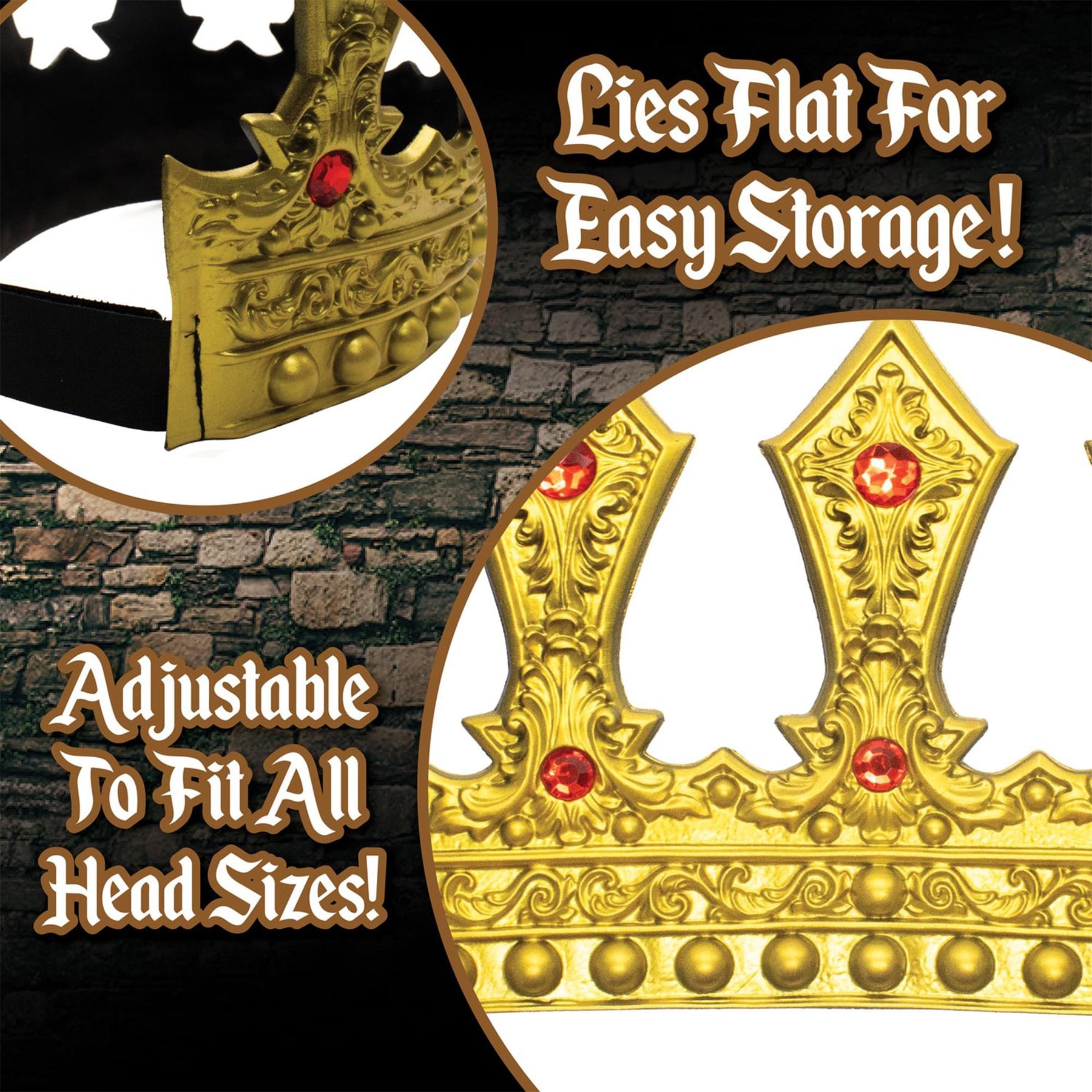 King's Gold Adjustable Foam Crown Adult Costume Accessory
