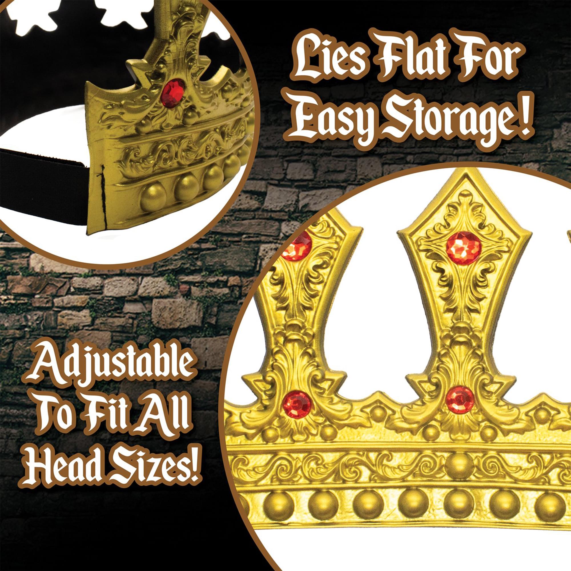 King's Gold Adjustable Foam Crown Adult Costume Accessory