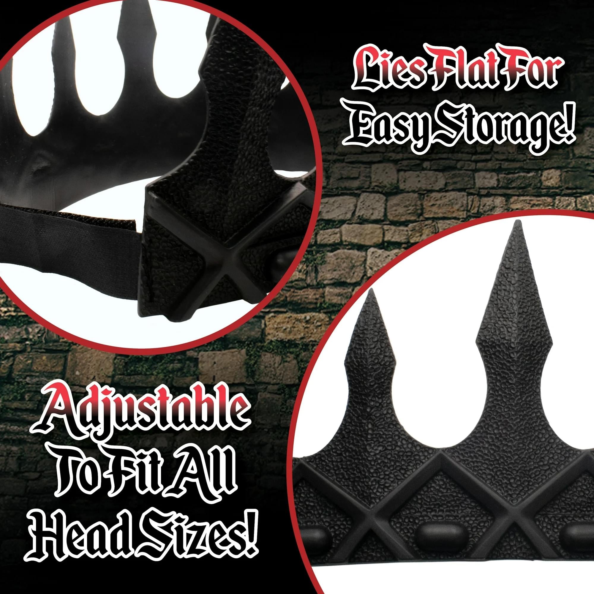 Evil King's Black Adjustable Foam Crown Adult Costume Accessory
