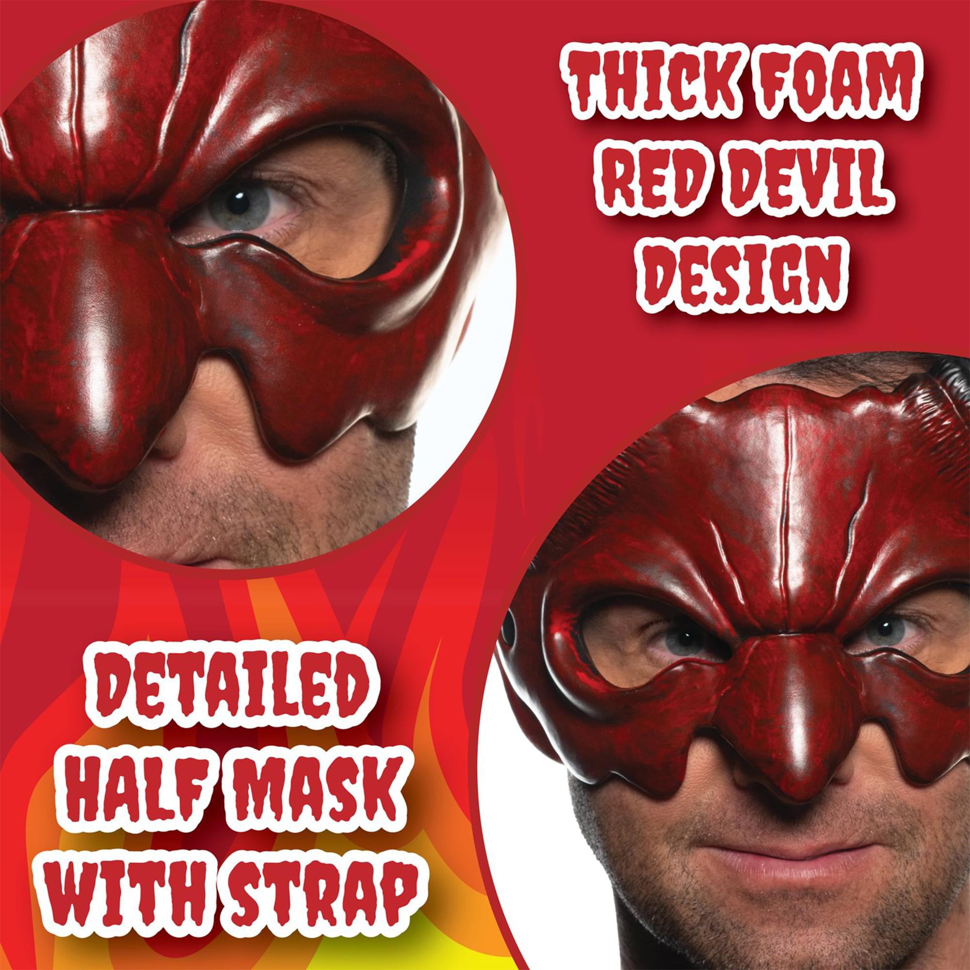 Devil Adjustable Foam Adult Costume Half Mask