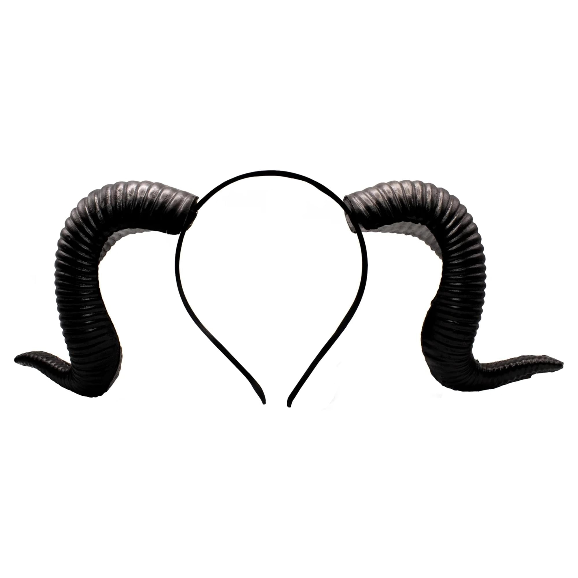 Black Ram Horns Foam Adult Costume Headband