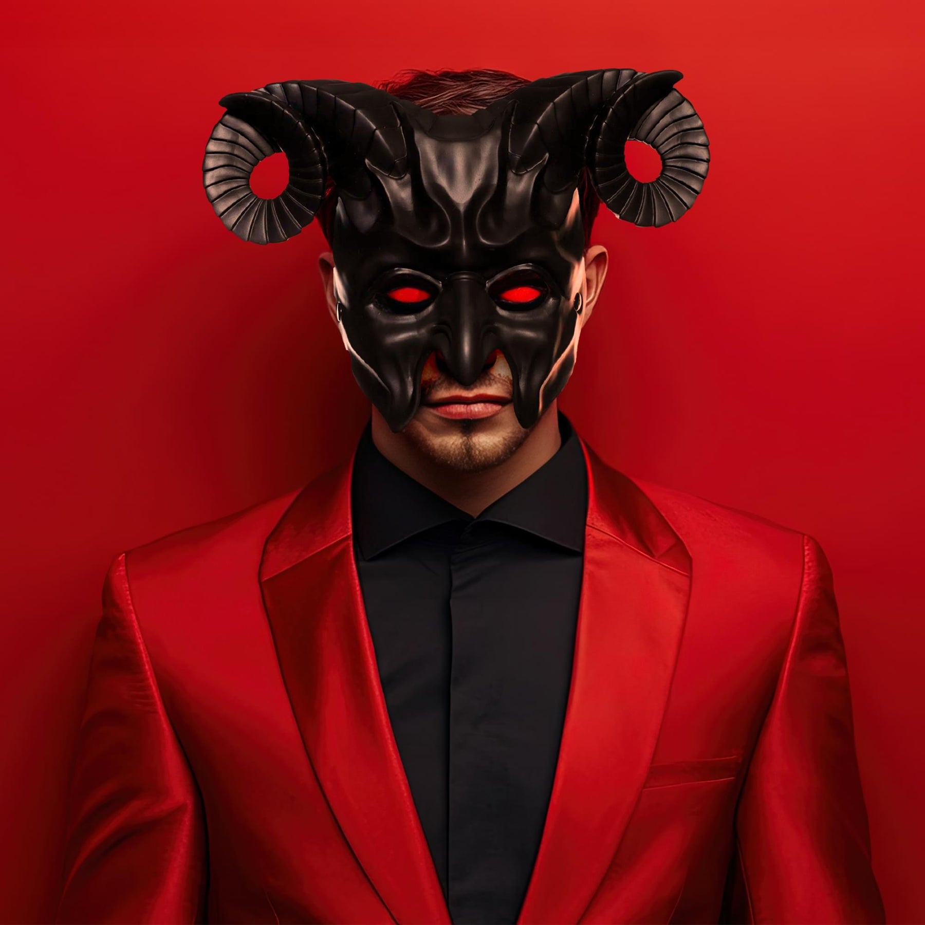 Black Devil Foam Adult Costume Half Mask
