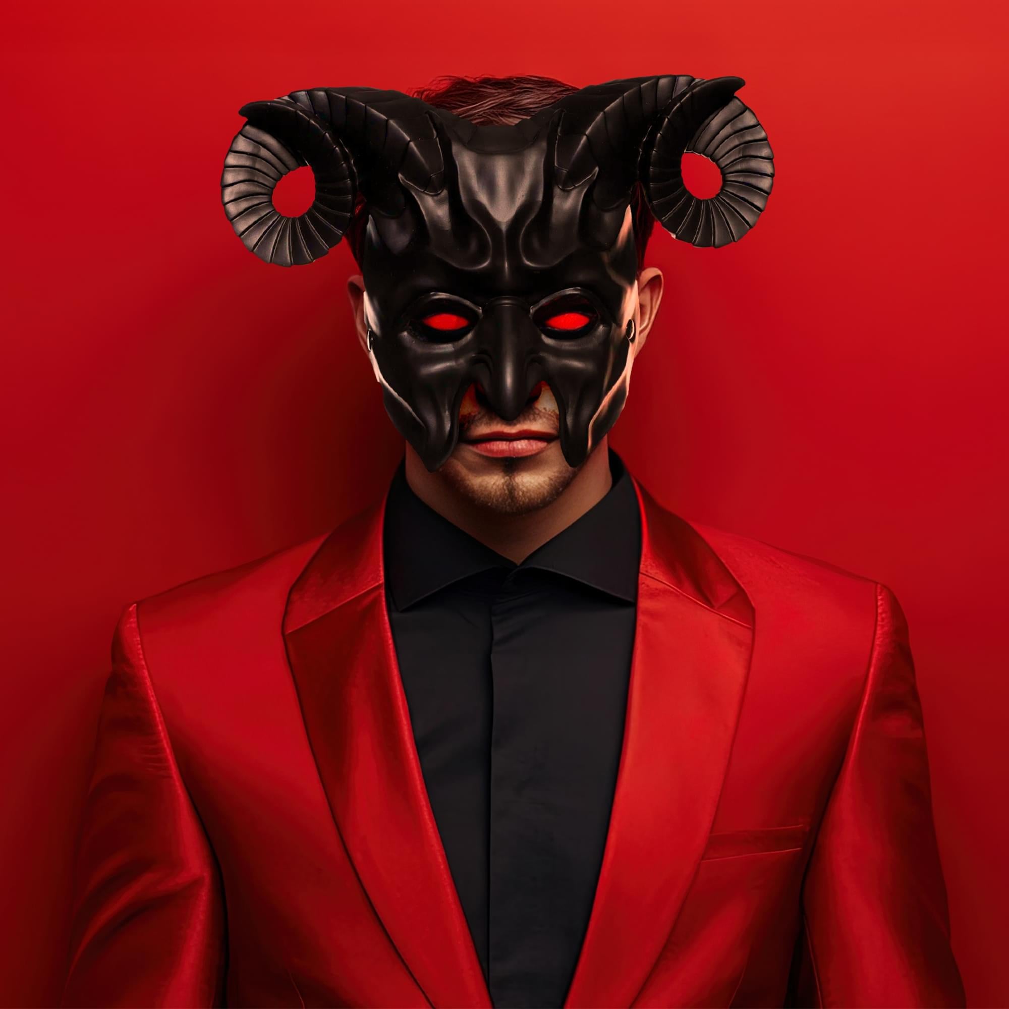 Black Devil Foam Adult Costume Half Mask