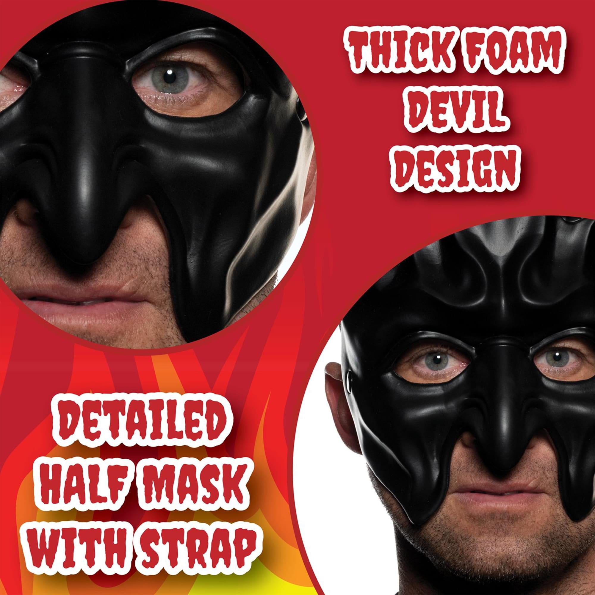 Black Devil Foam Adult Costume Half Mask