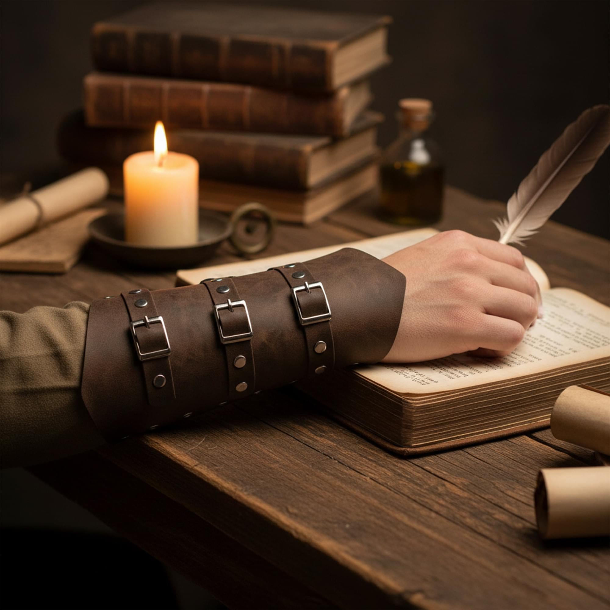 Medieval Faux Leather Adult Costume Arm Cuffs
