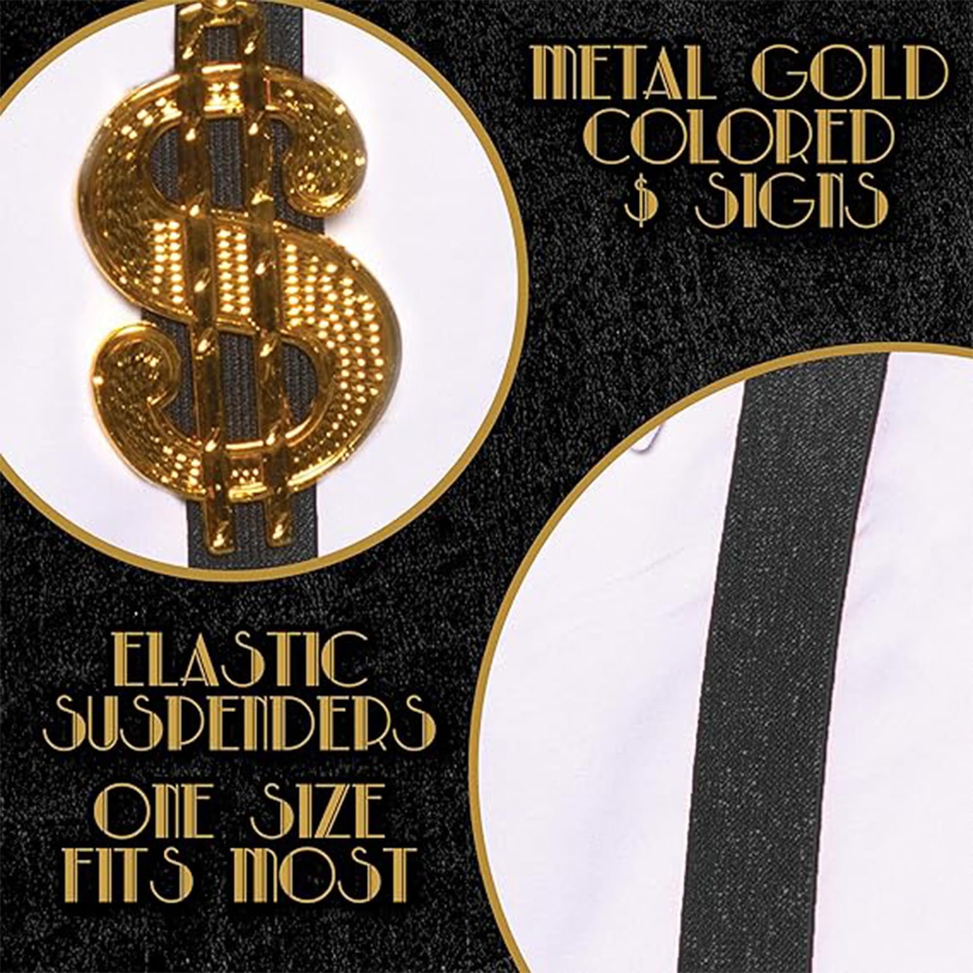 Gold Dollar Sign Adult Costume Suspenders