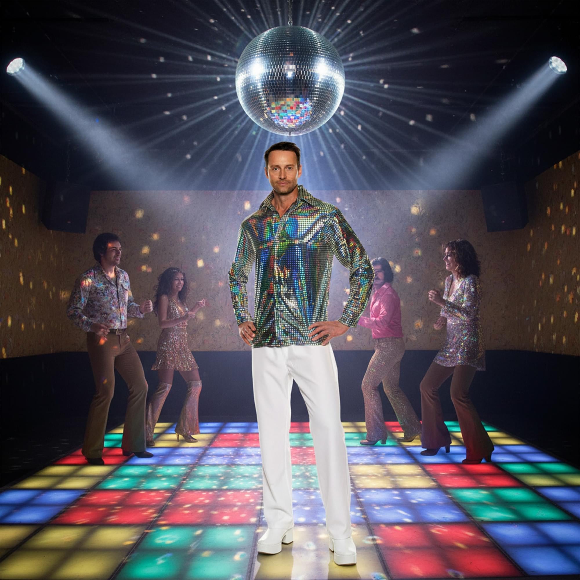 70s Hologram Adult Costume Disco Shirt