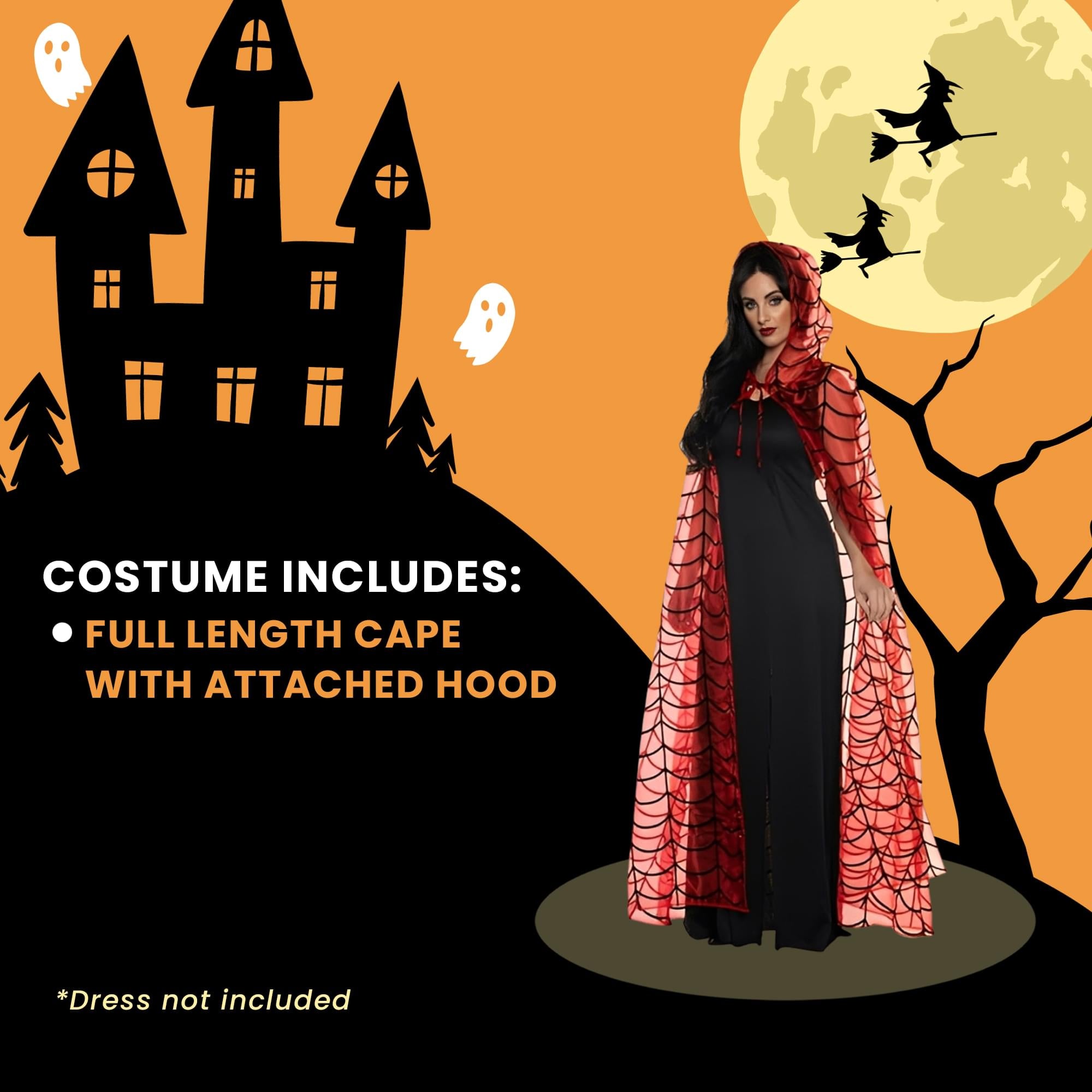 Red Spider Adult Hooded Costume Cape | Standard