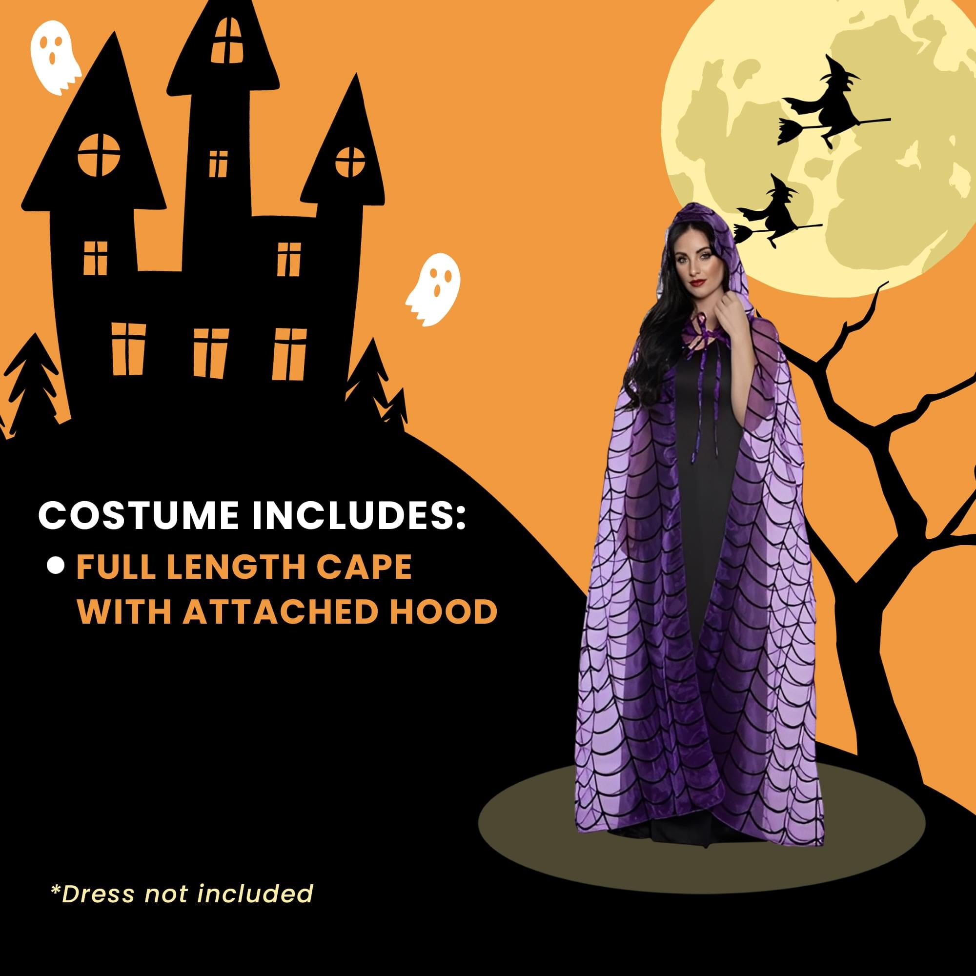 Purple Spider Adult Hooded Costume Cape | Standard