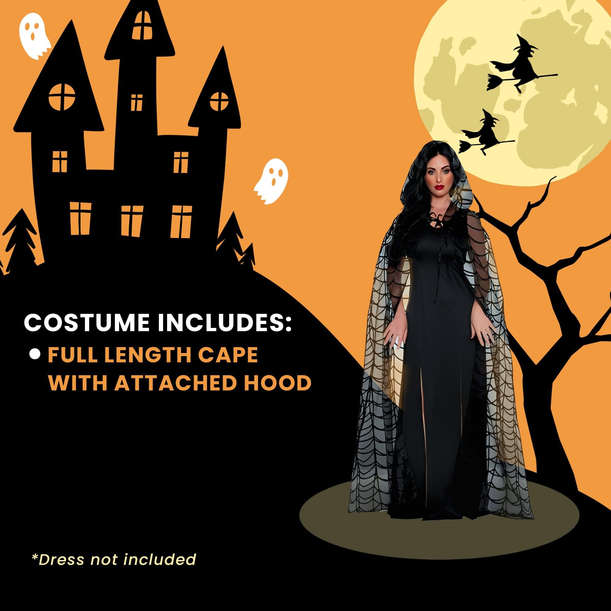 Black Spider Adult Hooded Costume Cape | Standard