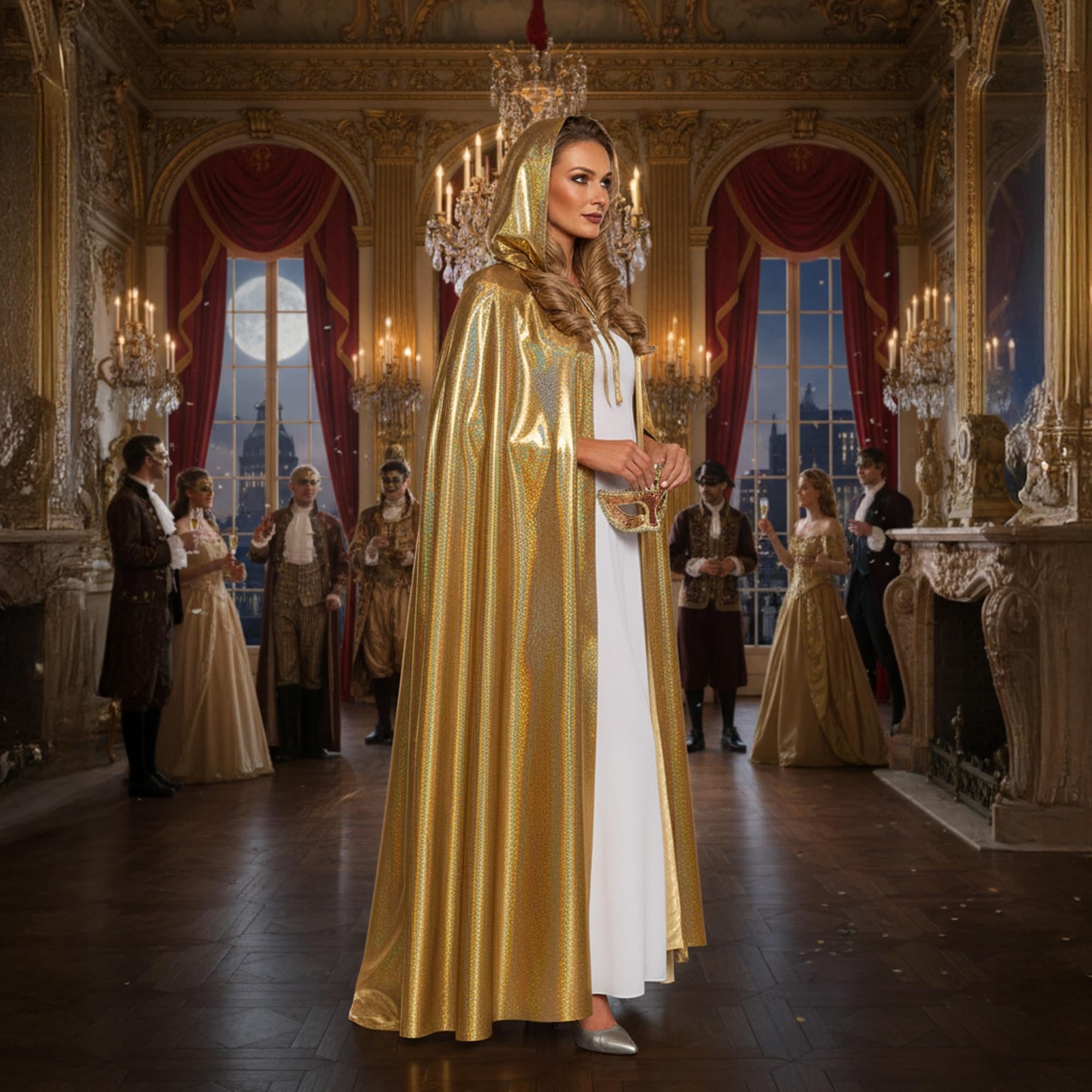 Iridescent Gold Hooded Adult Costume Cape
